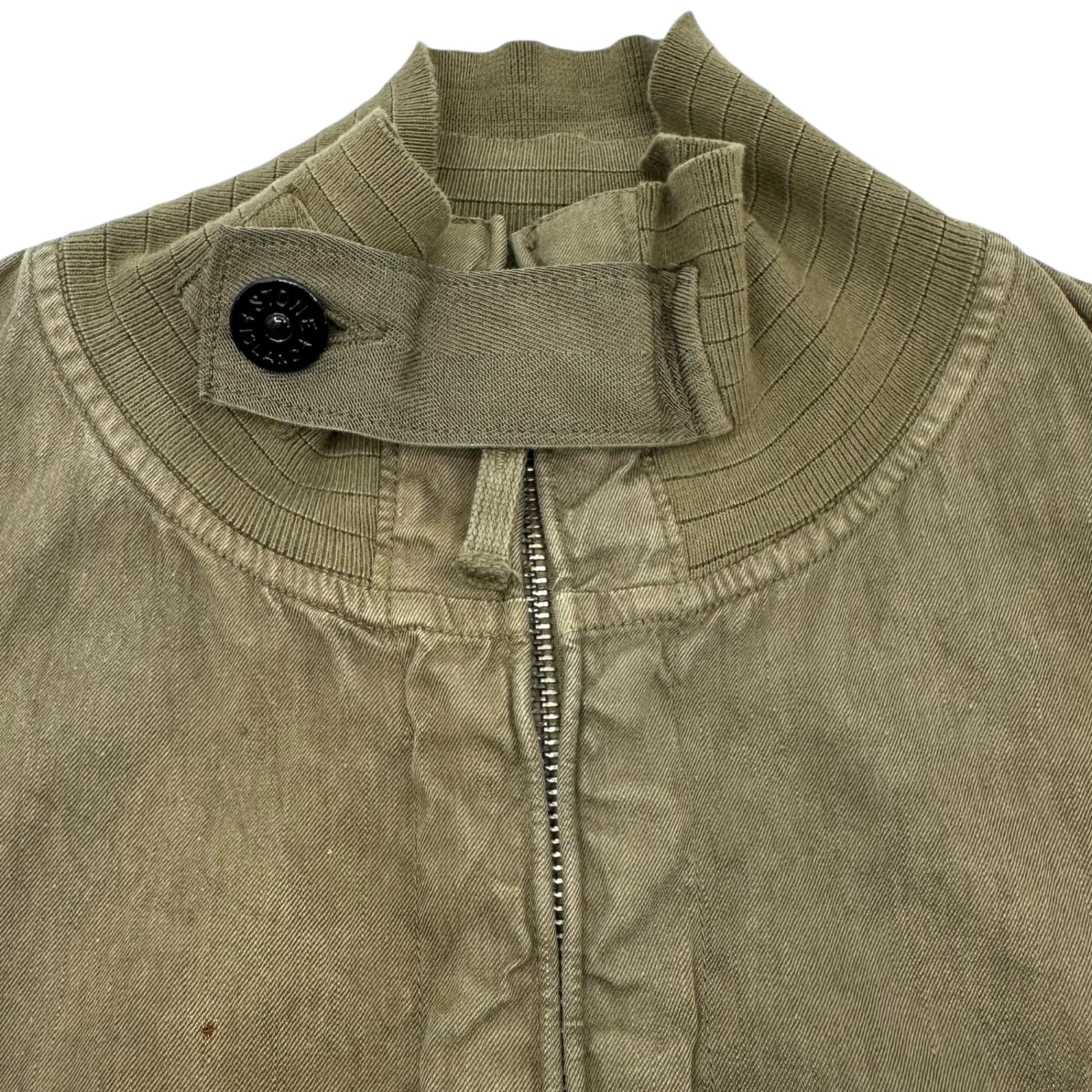 STONE ISLAND(ストーンアイランド) 04SS US NAVY G8 Sampling Zip-up Lion Flax Blouson Jacket G8 サンプリング ジップアップ リネン ブルゾン M カーキ アーカイブ稀少品