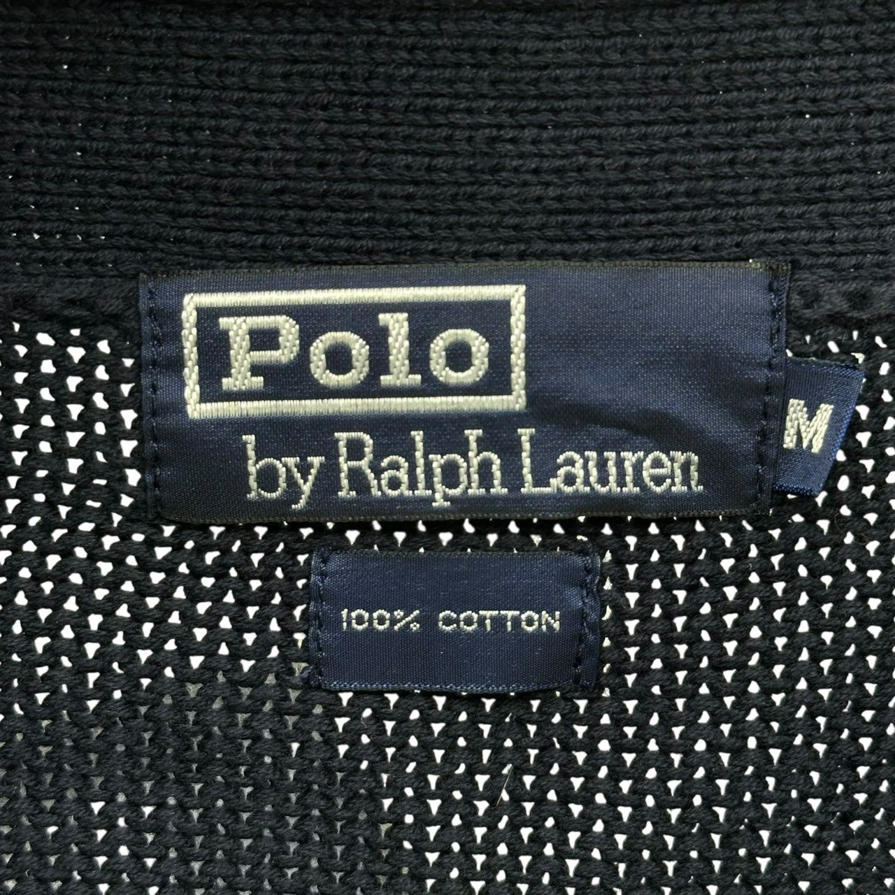 POLO RALPH LAUREN(ポロラルフローレン) 90's~00's Pony Embroidered Cotton V-Neck Knit Cardigan ポニー 刺繍 コットン Vネック ニット カーディガン M ネイビー インパクト21