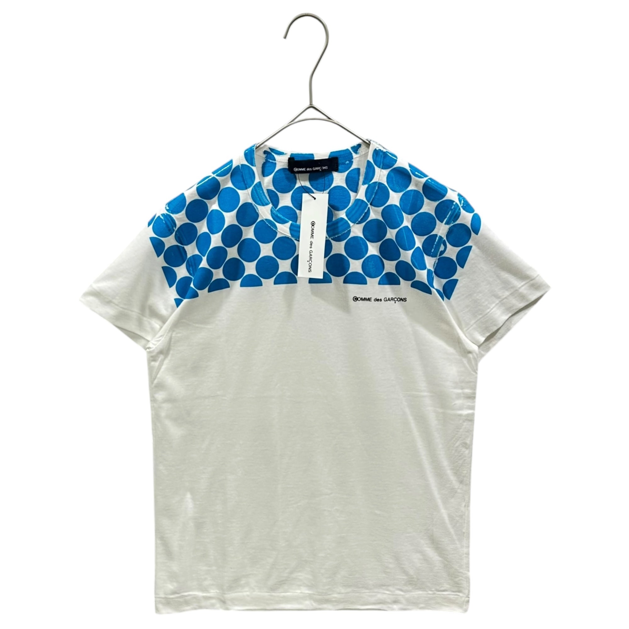 COMME des GARCONS(コムデギャルソン) 1999AW Polka-dot S/S T-shirt ドット デザイン 半袖 Tシャツ KT-910020 表記無(M程度) ホワイト×ブルー AD1999 青山限定