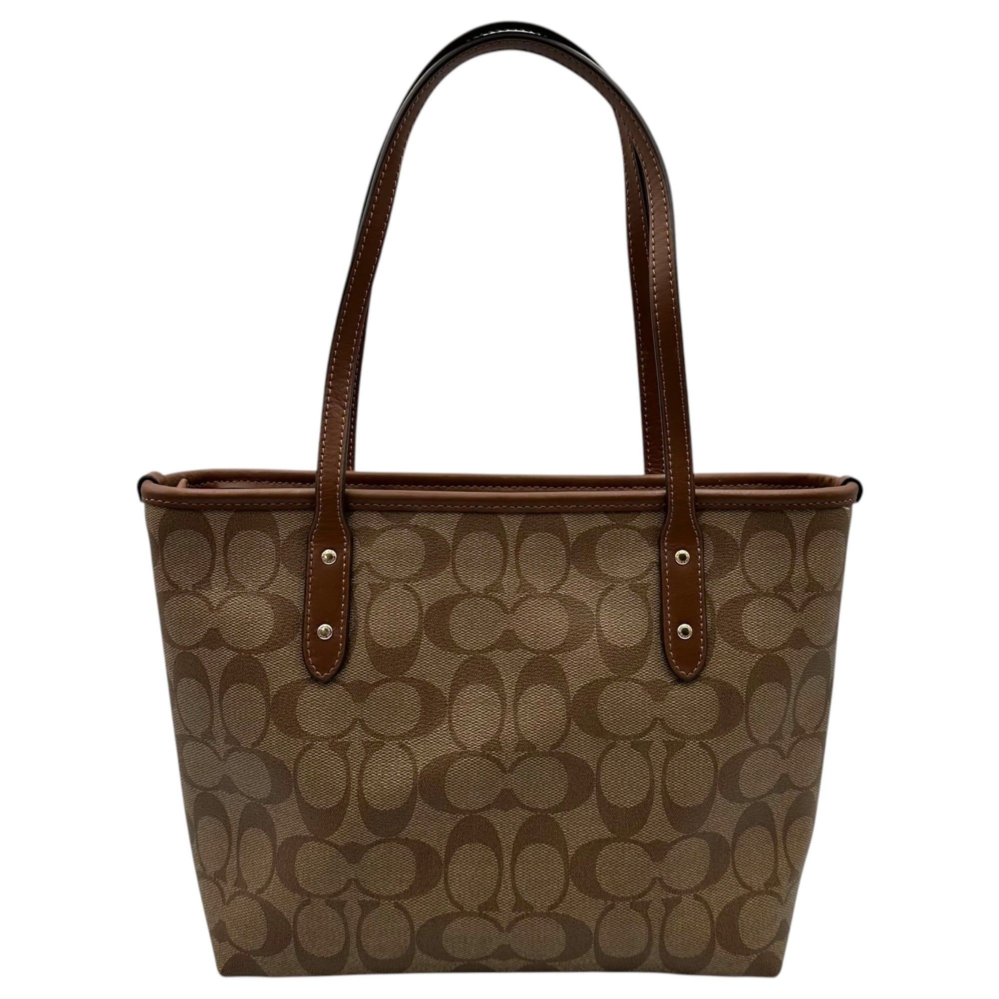 極美品 COACH トートバッグ ソーホー ミニシグネチャー ブラウン 6821 COACH(コーチ) Signature Mini Tote Bag シグネチャー ミニ トート