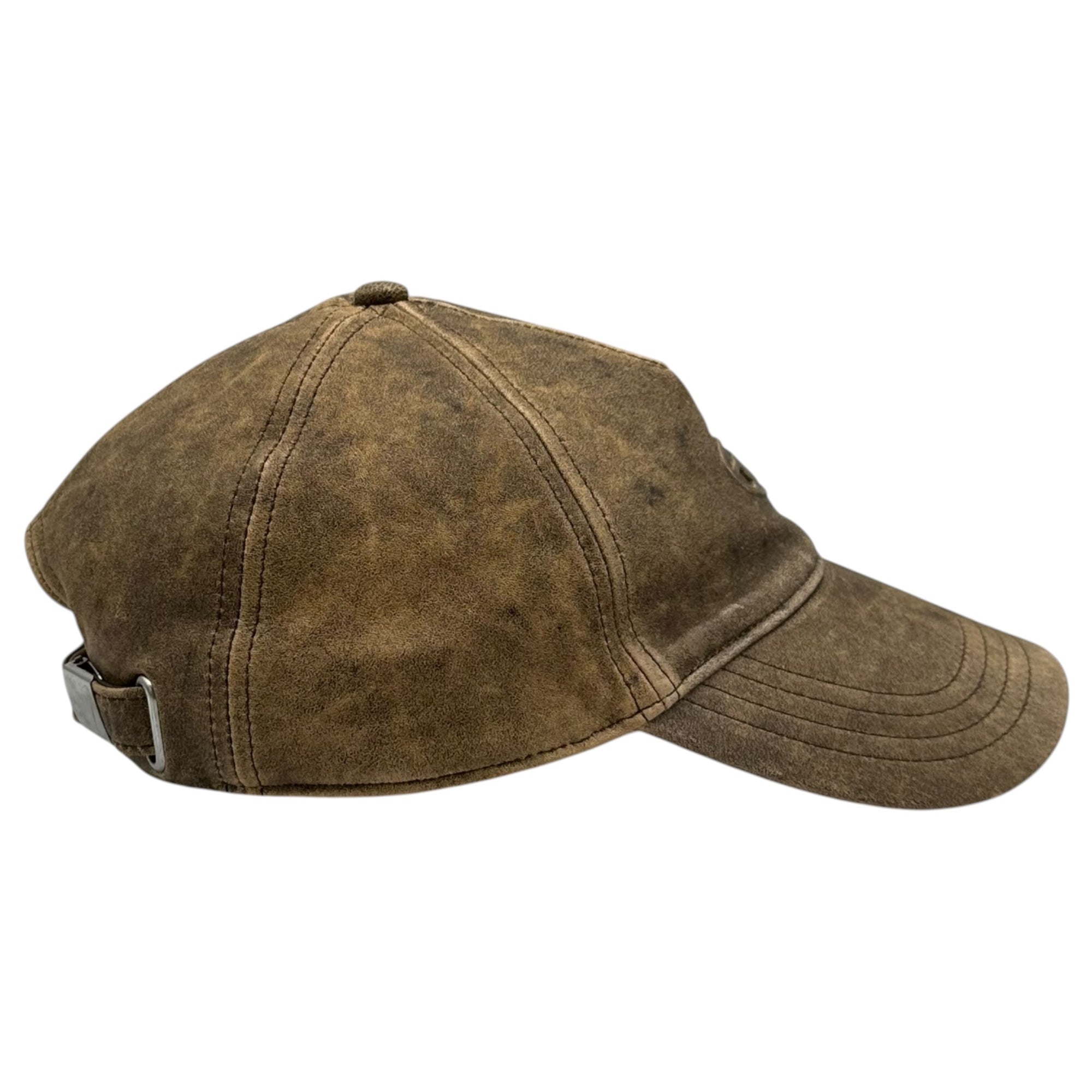 DIESEL(ディーゼル) C-BAR Leather Cap ロゴ レザー キャップ A11543 OPFAN 02 ブラウン ヴィンテージ加工