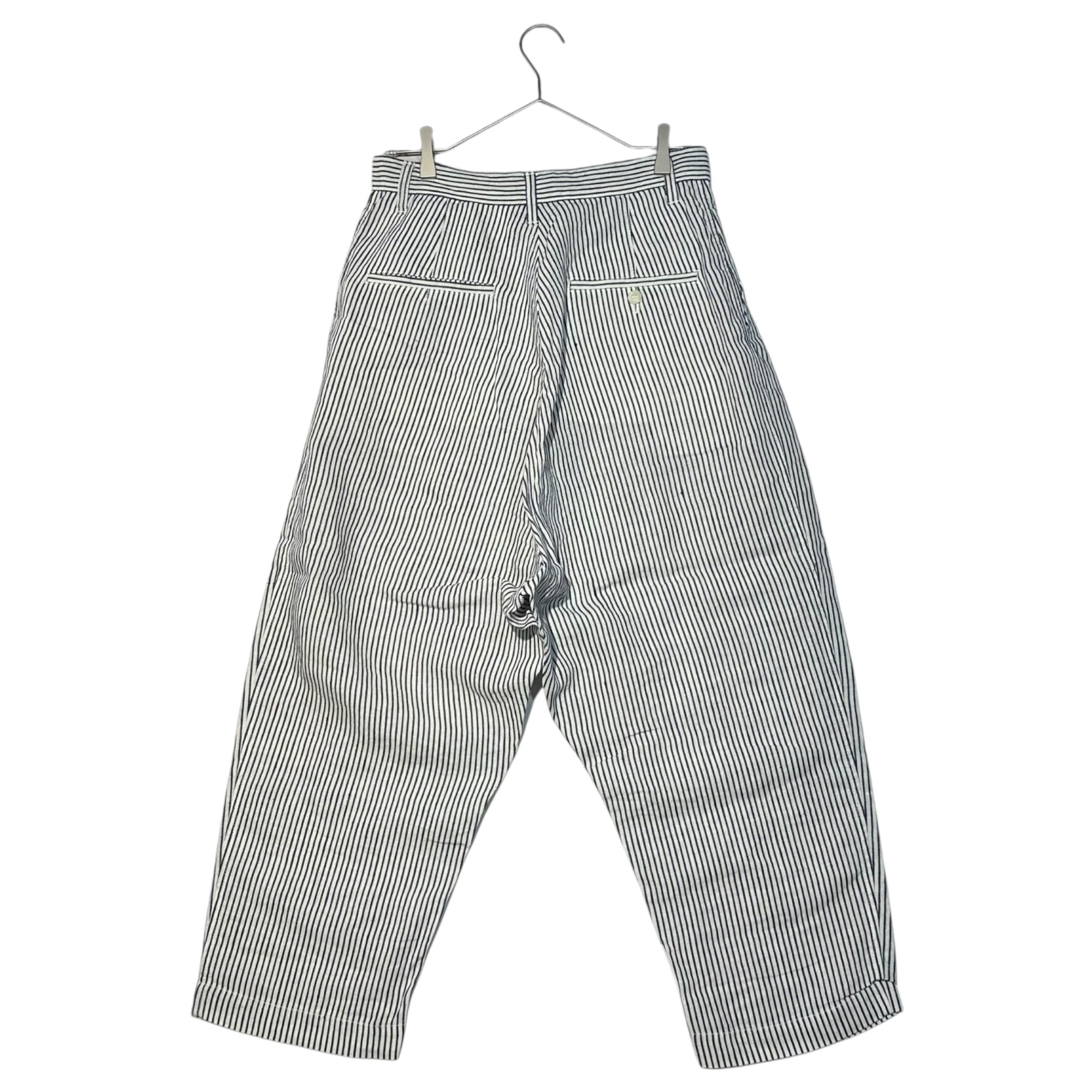 COMME des GARCONS JUNYA WATANABE(コムデギャルソンジュンヤワタナベ) 11SS Hickory Harem Wide Linen Pants ヒッコリー サルエル ワイド リネン パンツ JG-P035 S ホワイト×インディゴ AD2010