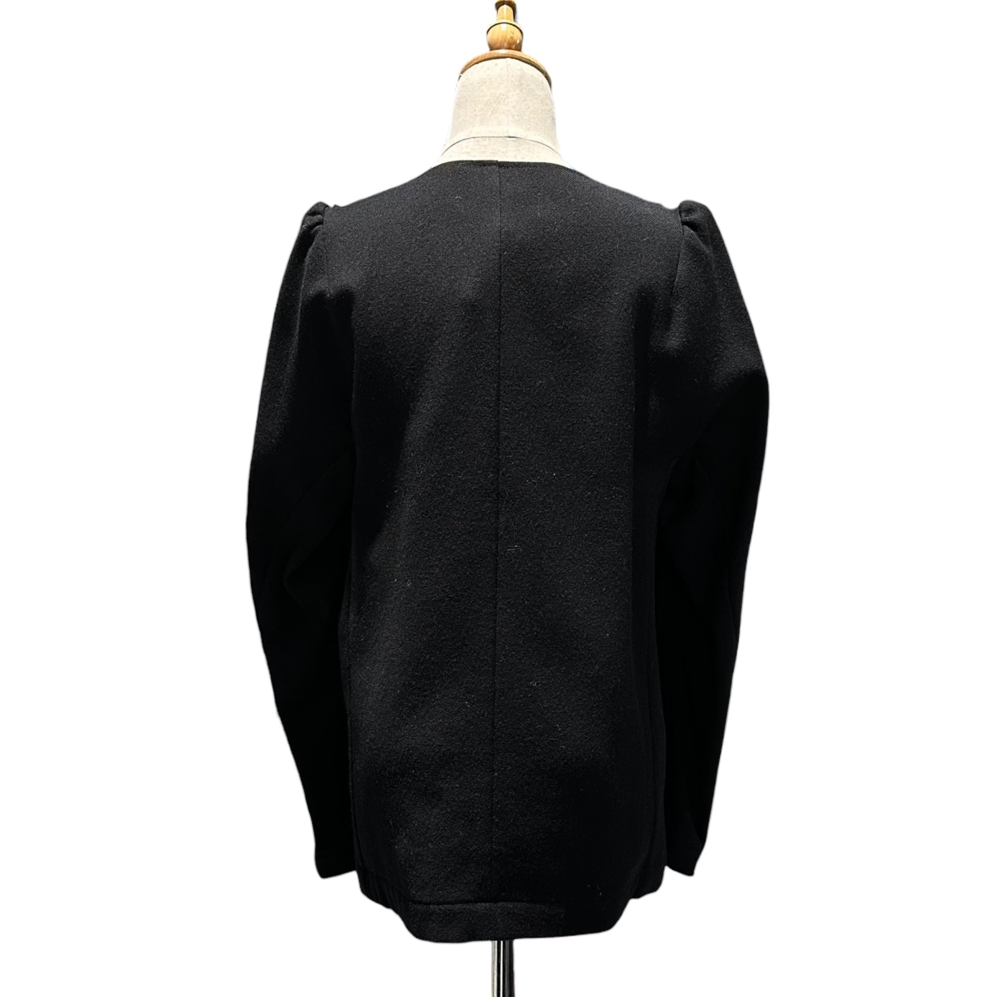 tricot COMME des GARCONS(トリココムデギャルソン) 06AW Pearl-Fringed Decorative Wool Pullover Sweatshirt パール フリル 装飾 ウール プルオーバー スウェット TR-B013 S ブラック×アイボリー AD2006 裏起毛