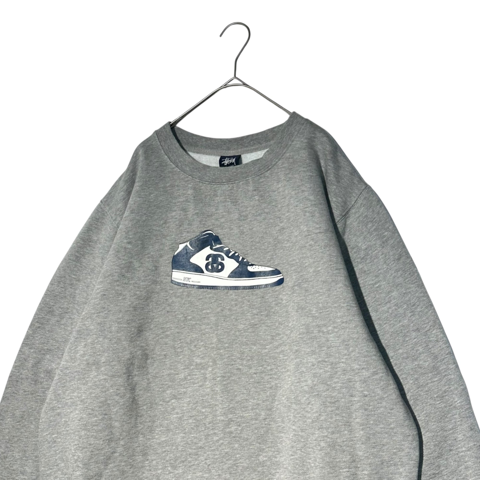 STUSSY(ステューシー) 00's Sneaker Print Sweatshirt スニーカー プリント スウェット L グレー×ネイビー パロディー