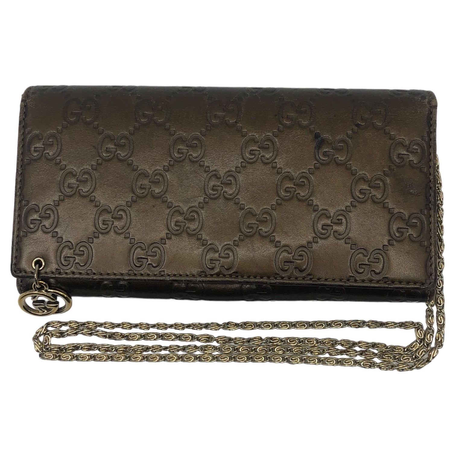 GUCCI(グッチ) 2WAY GGインプリメ ウォレット チェーンウォレット 長財布 ショルダーバッグ 224262-3661 メタリック ブラウン