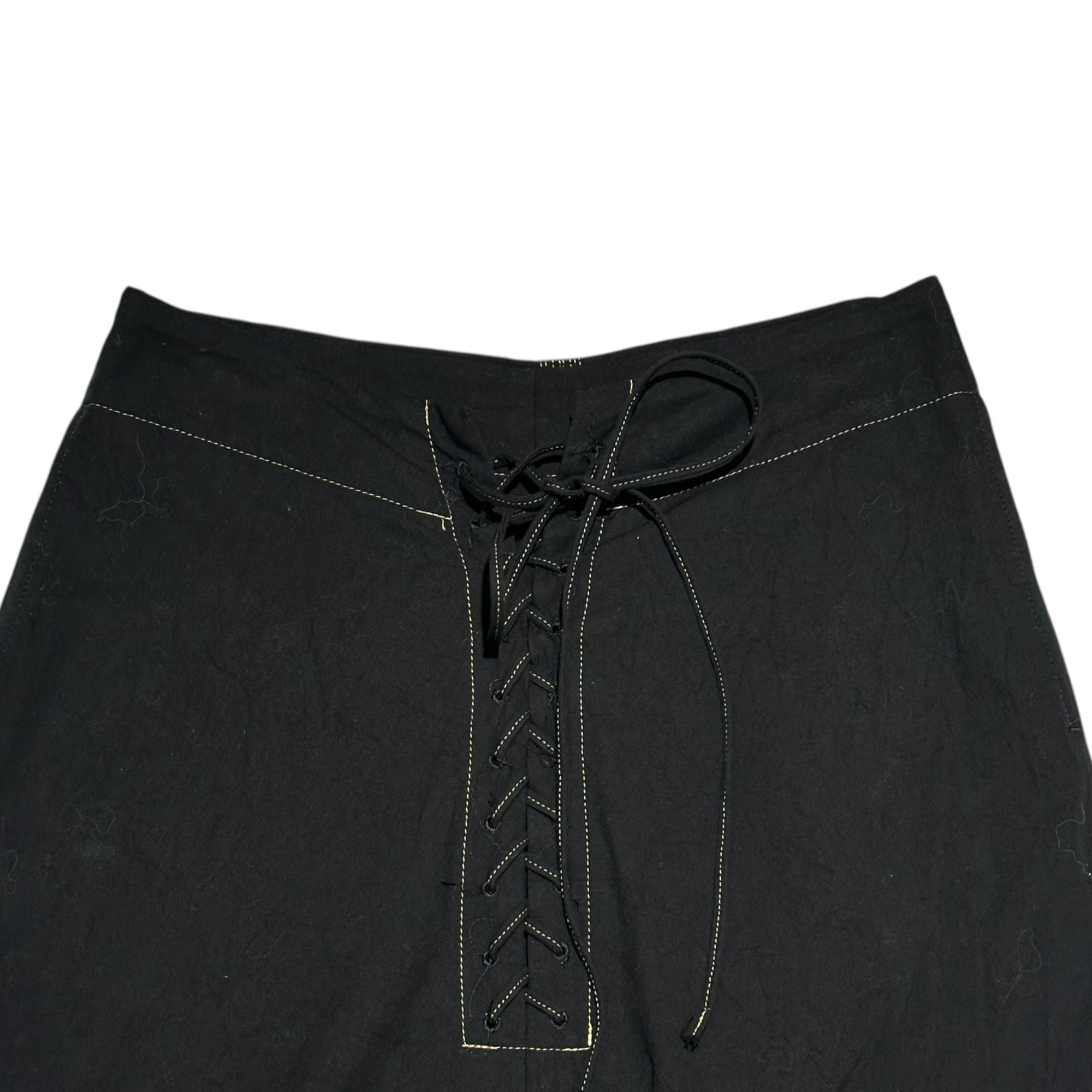 YOHJI YAMAMOTO(ヨウジヤマモト) Waist Lace-Up Stitched Harem Pants ウエスト レースアップ ステッチ サルエル パンツ FM-P08-001 1 ブラック