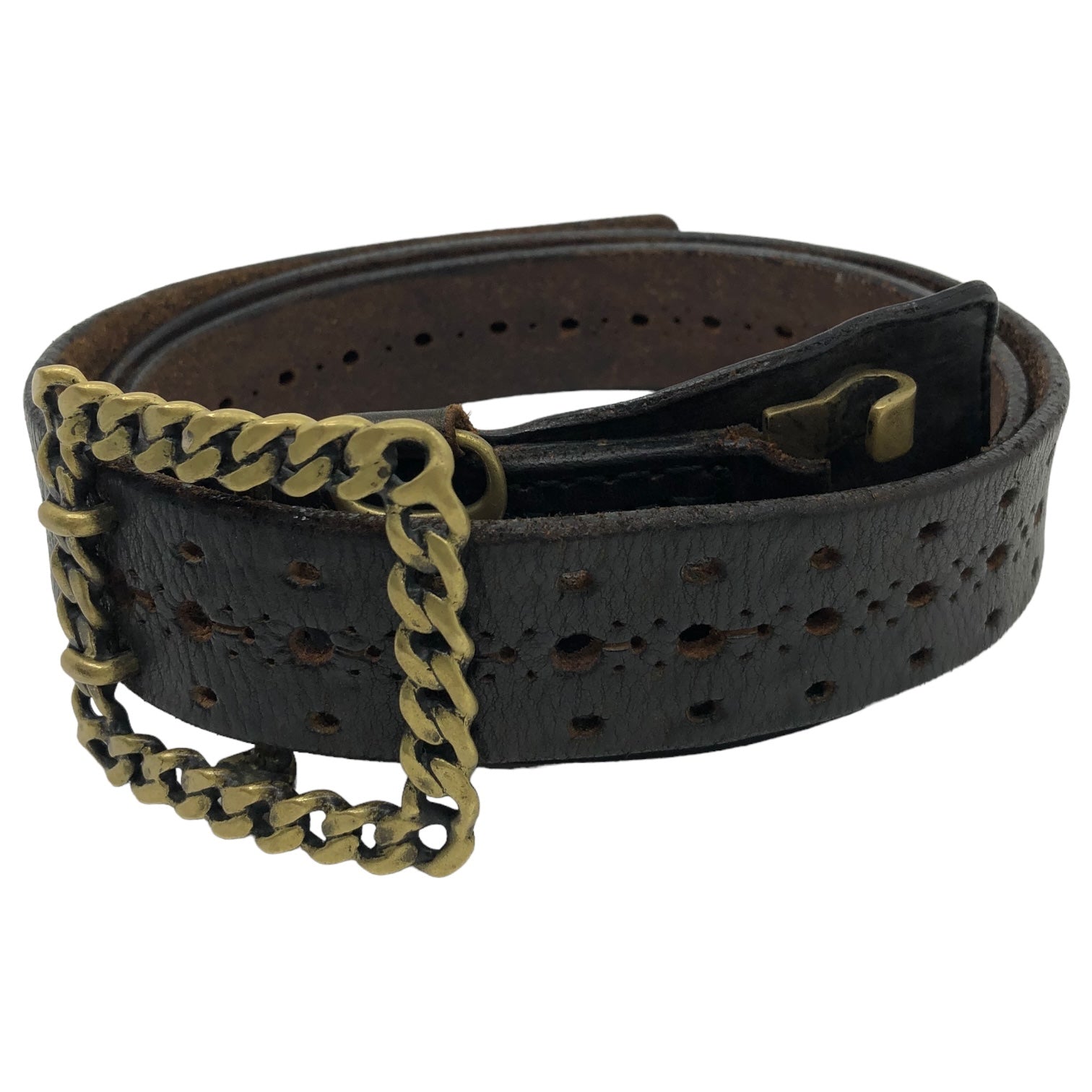 N.HOOLYWOOD(エヌハリウッド ミスターハリウッド) 04AW Kihei chain buckle medallion leather belt 喜平 チェーン バックル メダリオン レザー ベルト ブラック アーカイブ 00’s