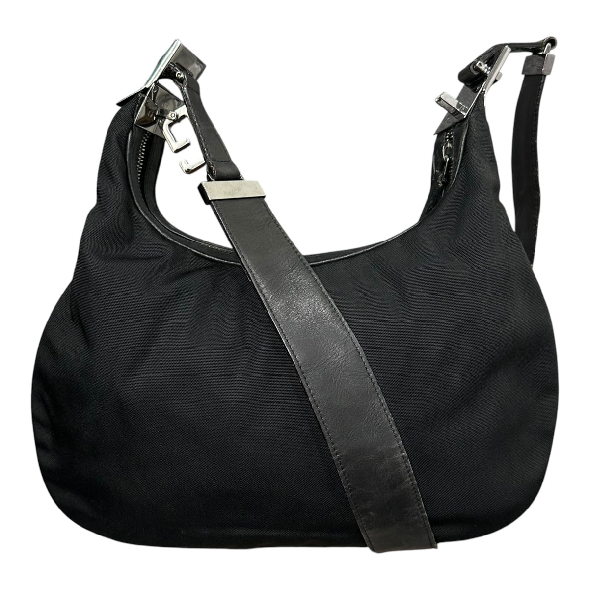 GUCCI(グッチ) 2001SS By Tom Ford 2way Hobo Bag - Nylon Leather トムフォード期 ホーボー バッグ ナイロン レザー 001・3315 002058 ブラック 00's アーカイブ ワンショルダー