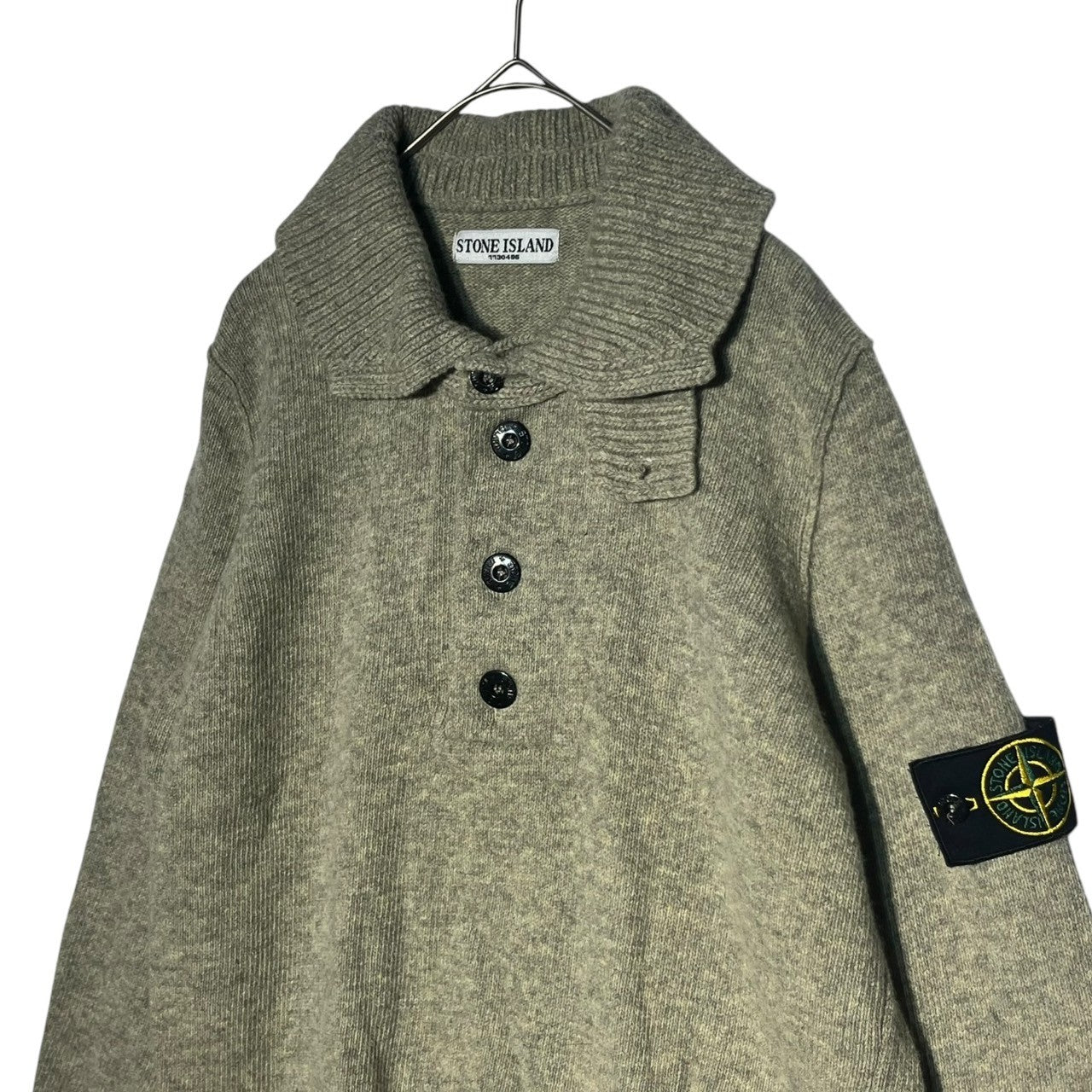 STONE ISLAND(ストーンアイランド) 07AW 2WAY high neck knit polo shirt ハイネック ニット ポロシャツ 47155BA3 S グレー プルオーバー 00s