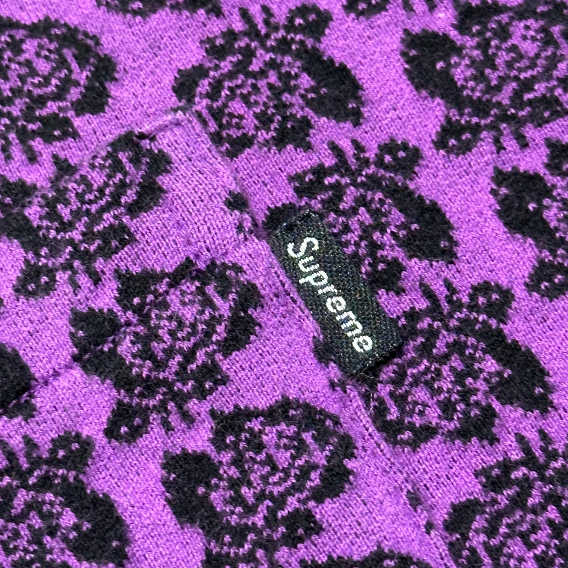 SUPREME(シュプリーム) 2015SS Jacquard All-Over Print Knit Tee ジャガード 総柄 ニット Tシャツ XL パープル