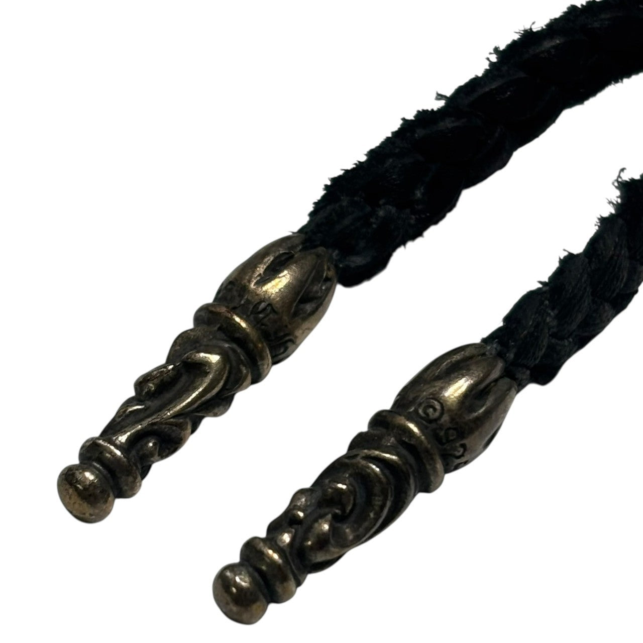 CHROME HEARTS(クロムハーツ) FOTI BUFORD & LEATHER BRAID フォティ ビュフォード スカル ペンダント ＆ レザー ブレード 革紐 シルバー×ブラック コラボ