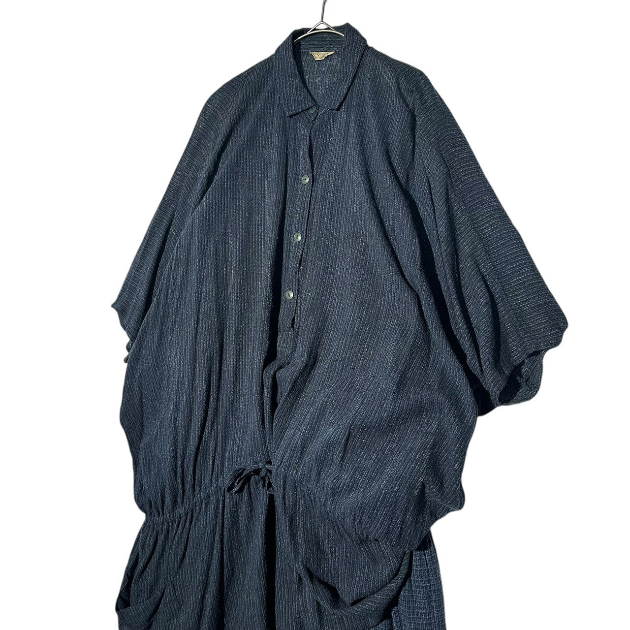 Y's(ワイズ) 70's Vintage All Silk Layered Henley Neck Tunic Dress 70年代 ヴィンテージ オール シルク レイヤード ヘンリーネック チュニック ワンピース 9(M~L程度) ブルー 最初期タグ セットアップ