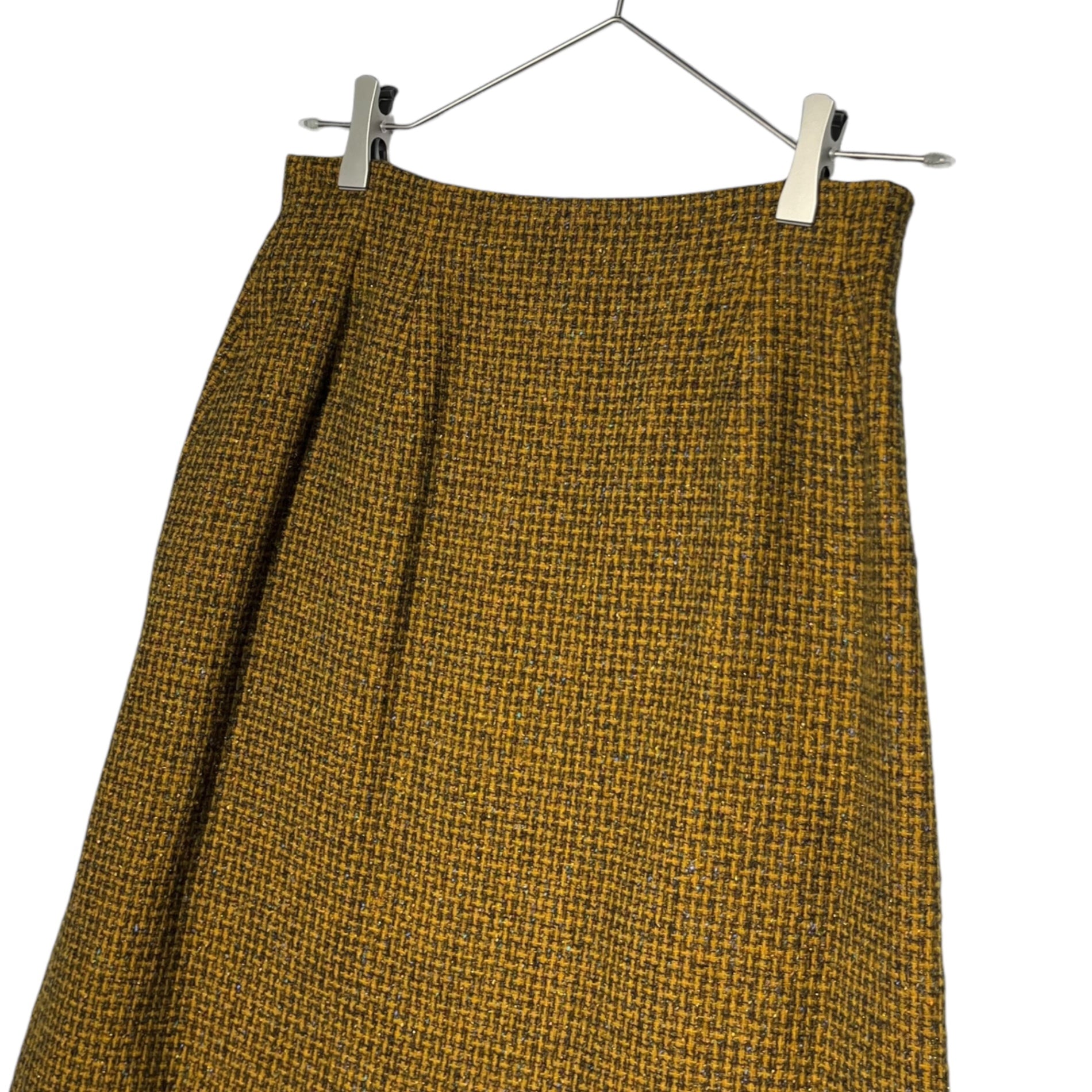 Christian Dior(クリスチャンディオール) 90's  Tweed double skirt jacket setup ツイード ダブル ジャケット スカート セットアップ NET7A3104 M イエロー 90年代 ヴィンテージ OLD Mademoiselle Dior