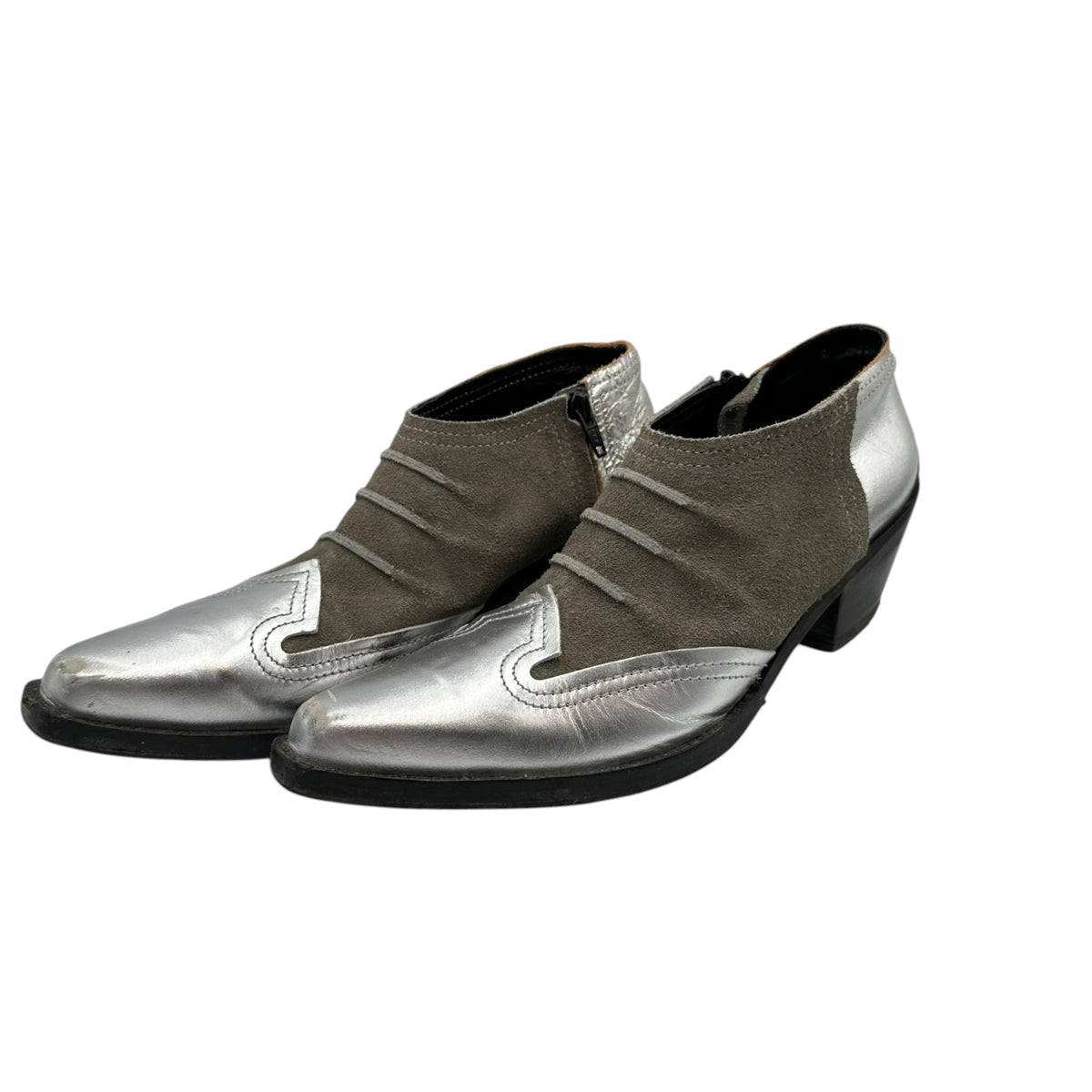 JUNYA WATANABE COMME des GARCONS(ジュンヤワタナベコムデギャルソン) Western Short Boots サイドジップ ウエスタン ショート ブーツ S(23.0cm程度) シルバー×グレー