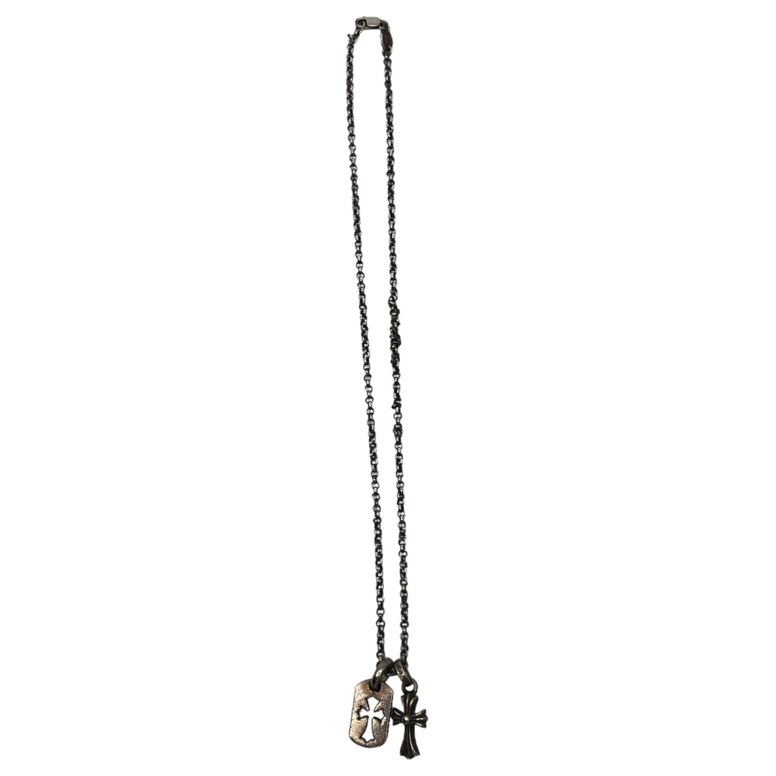 CHROME HEARTS(クロムハーツ) CUTOUT CROSS DOG TAG & BABY FAT ROLL CHAIN NECKLACE カットアウト  クロス ドックタグ ＆ ベイビー ファット ロール チェーン ネックレス シルバー クロムハーツ東京 インボイス付