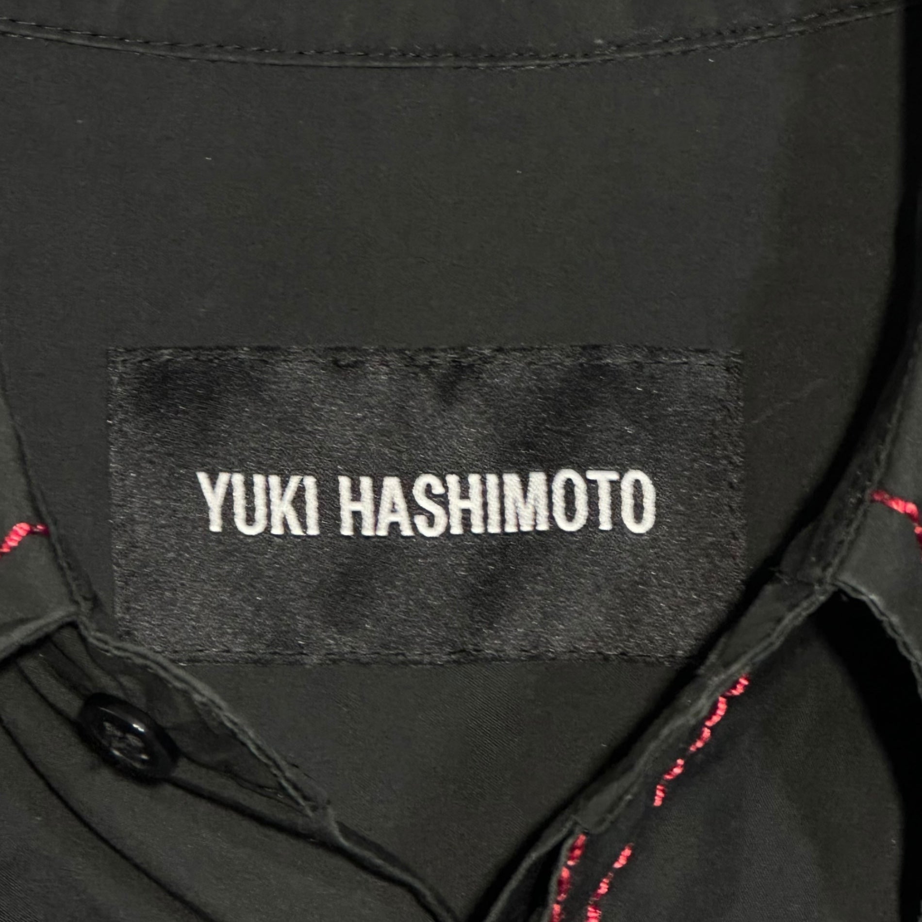 YUKI HASHIMOTO(ユウキハシモト) 21SS CONTRAST STICH SHIRTS コントラスト ステッチ チェック シャツ 211-01-0104 46(S) ブラック×レッド