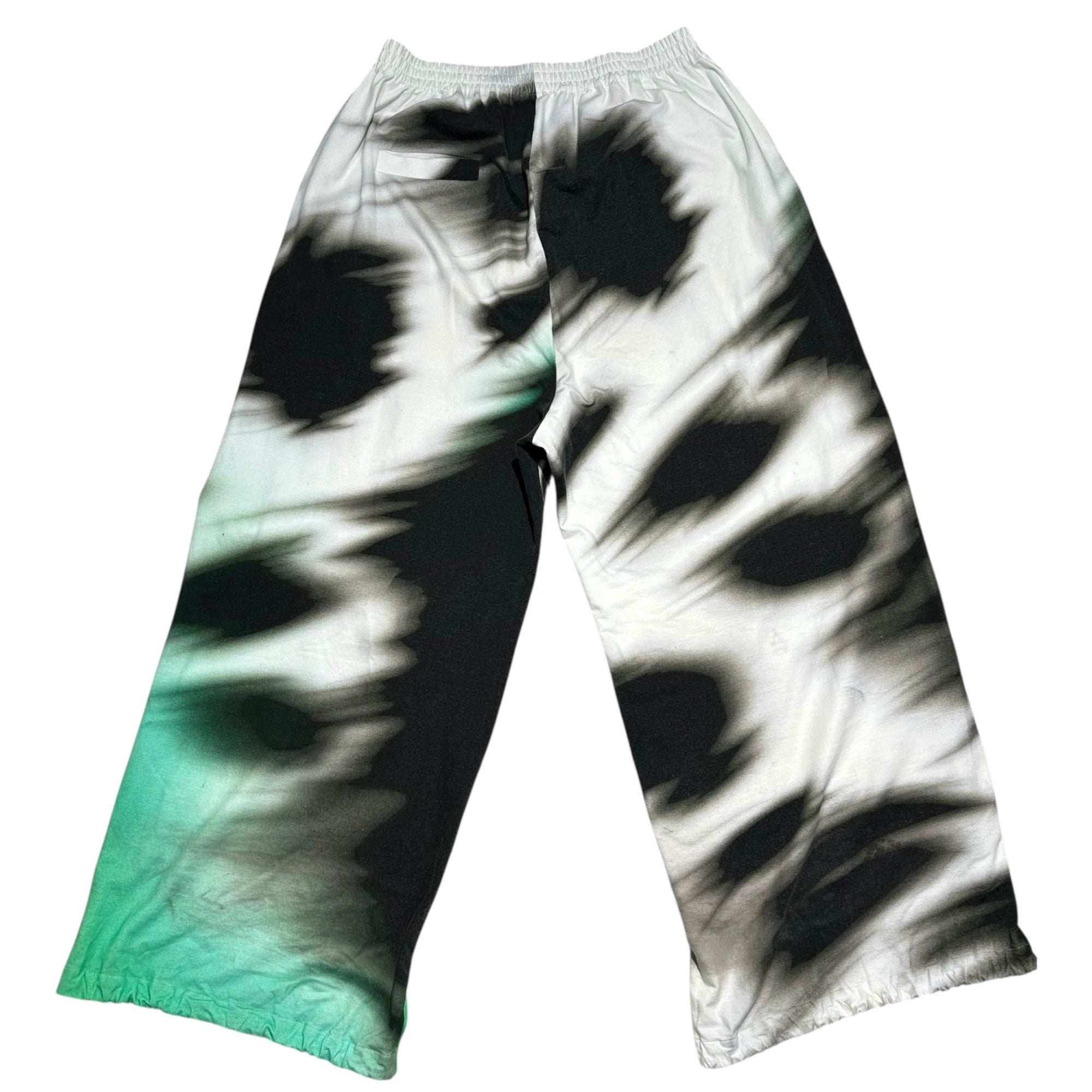 Gerrit Jacob(ジェリット ジェイコブ) White Airbrushed Track Pants ホワイト エアブラッシュド トラック スウェット パンツ L ホワイト×グリーン×ブラック