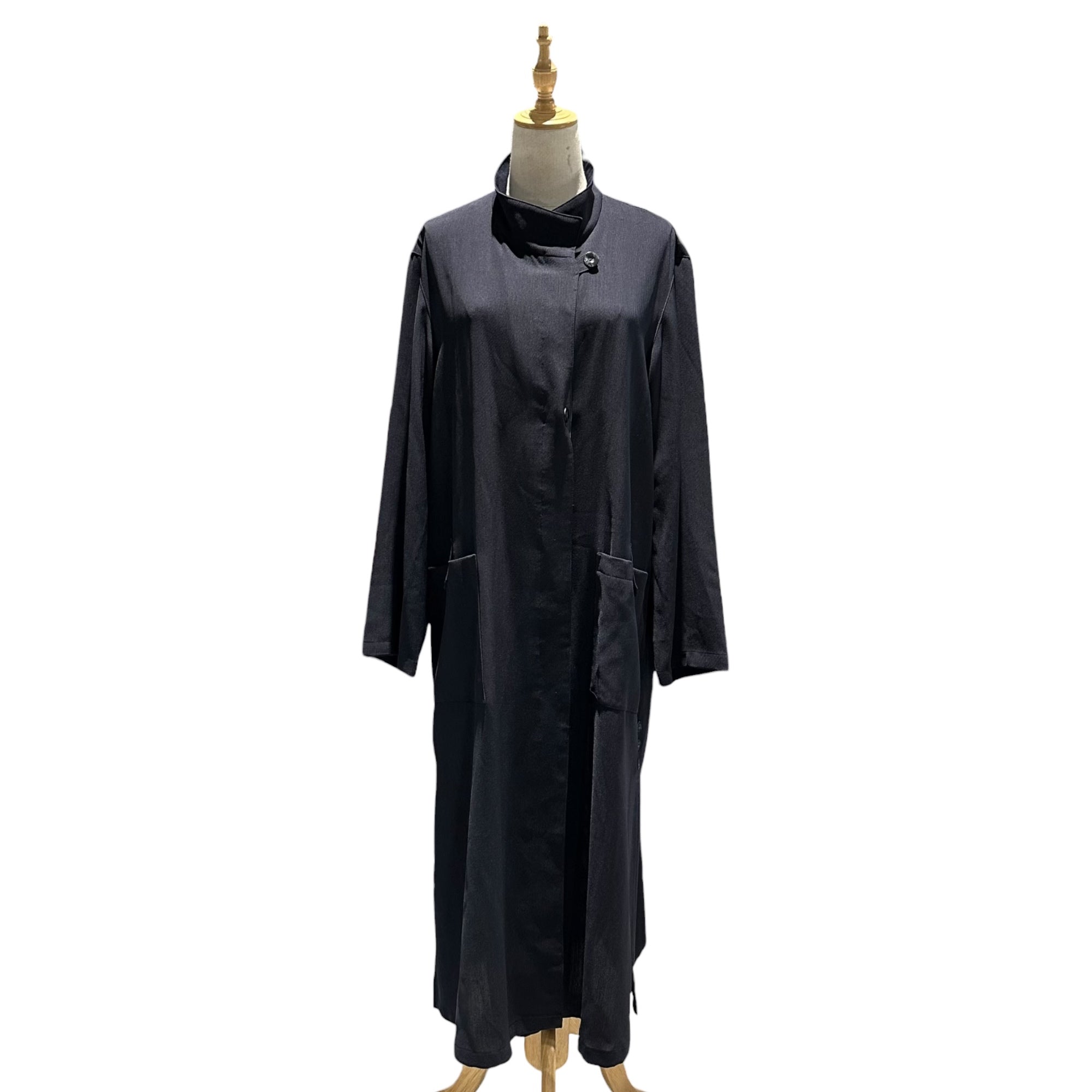 ISSEY MIYAKE(イッセイミヤケ) 2006SS Stand-Collar Side-Slit Maxi Coat スタンドカラー サイドスリット マキシ コート IM61FF032 2 ネイビー 00's ロング 薄手