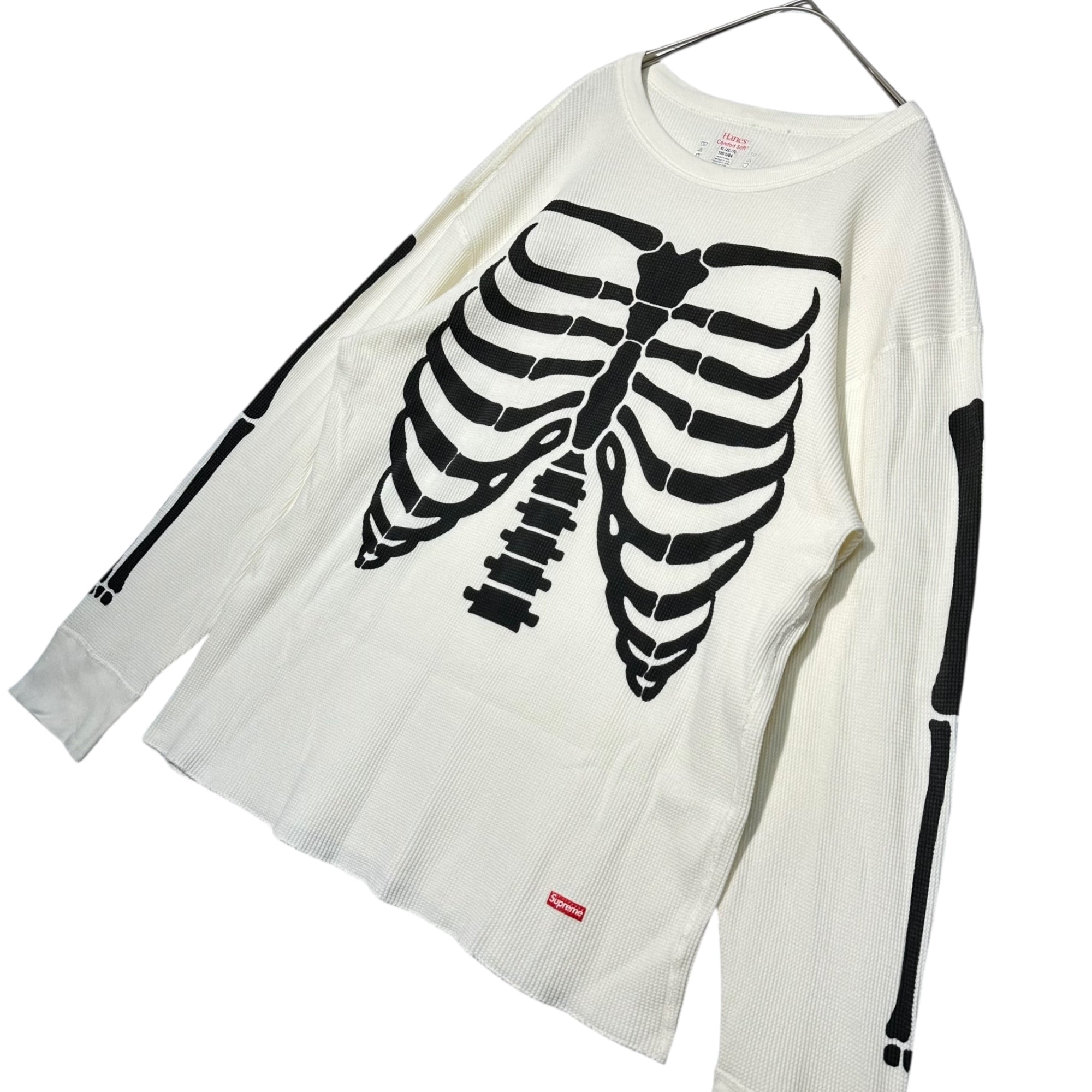 SUPREME(シュプリーム) Hanes® Bones Thermal Crew 骨サーマル クルーネック カットソー ロンT XL ホワイト×ブラック