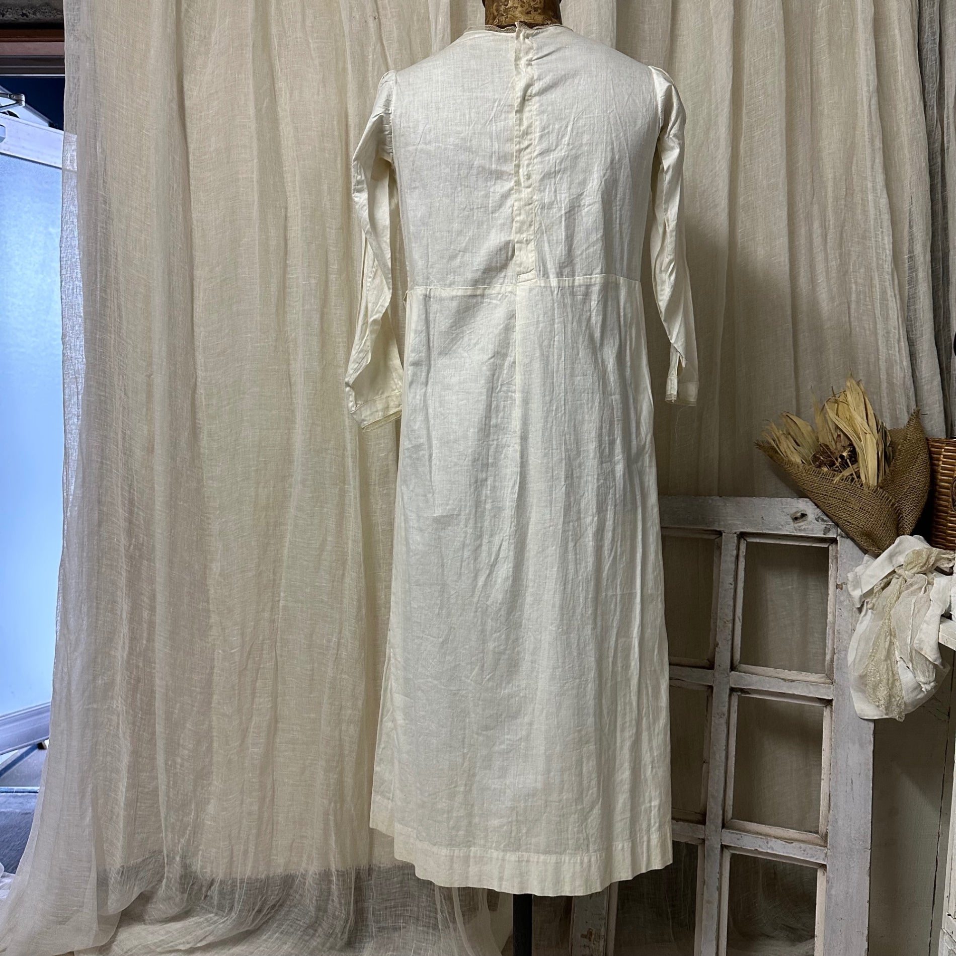 Euro Vintage(ヨーロッパヴィンテージ) Innocence_50's~ cotton lace long plain dress/コットンレースロング無地ワンピース 表記なし(Mサイズ程度) ベージュ