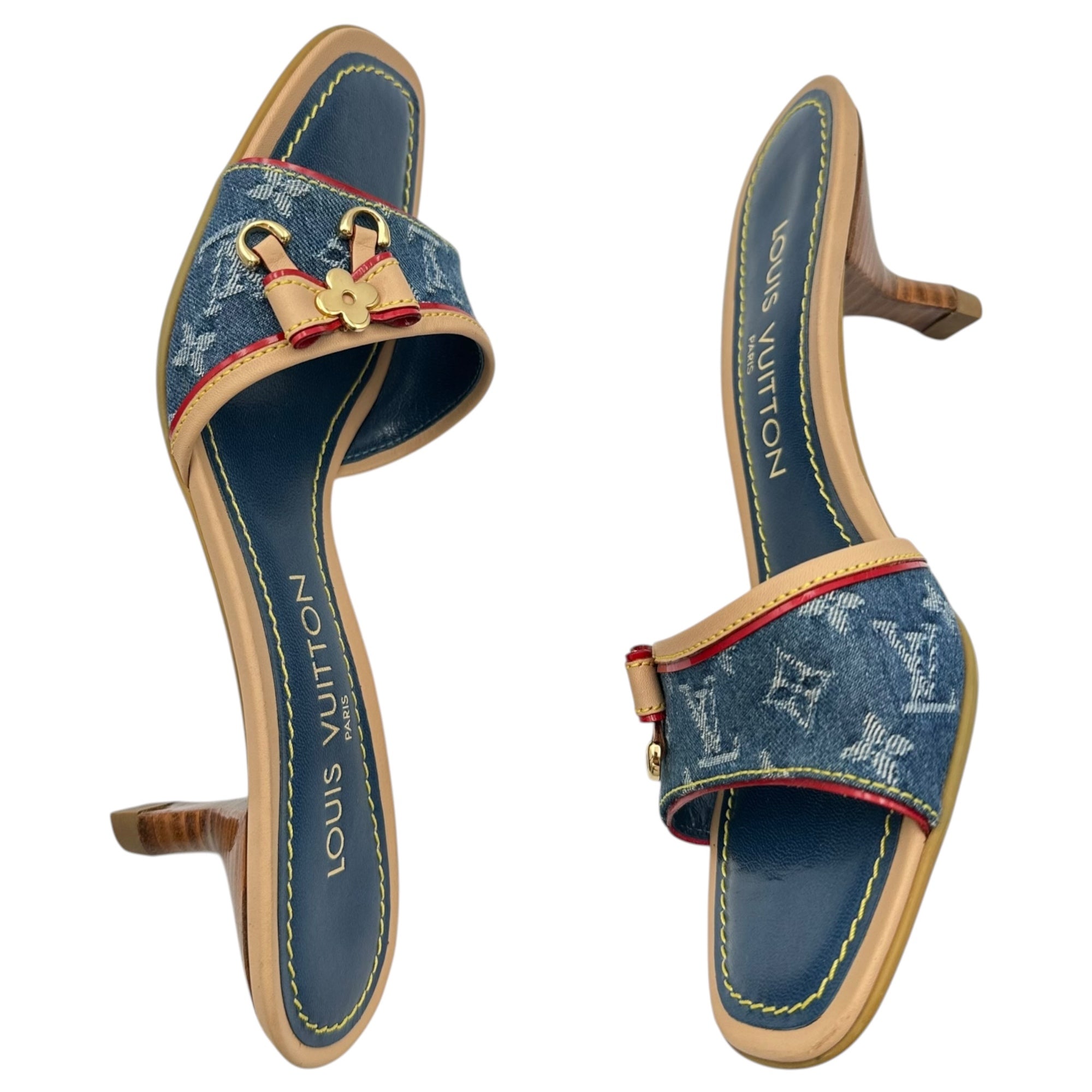 LOUIS VUITTON(ルイヴィトン) Monogram Denim Ribbon Mules モノグラム