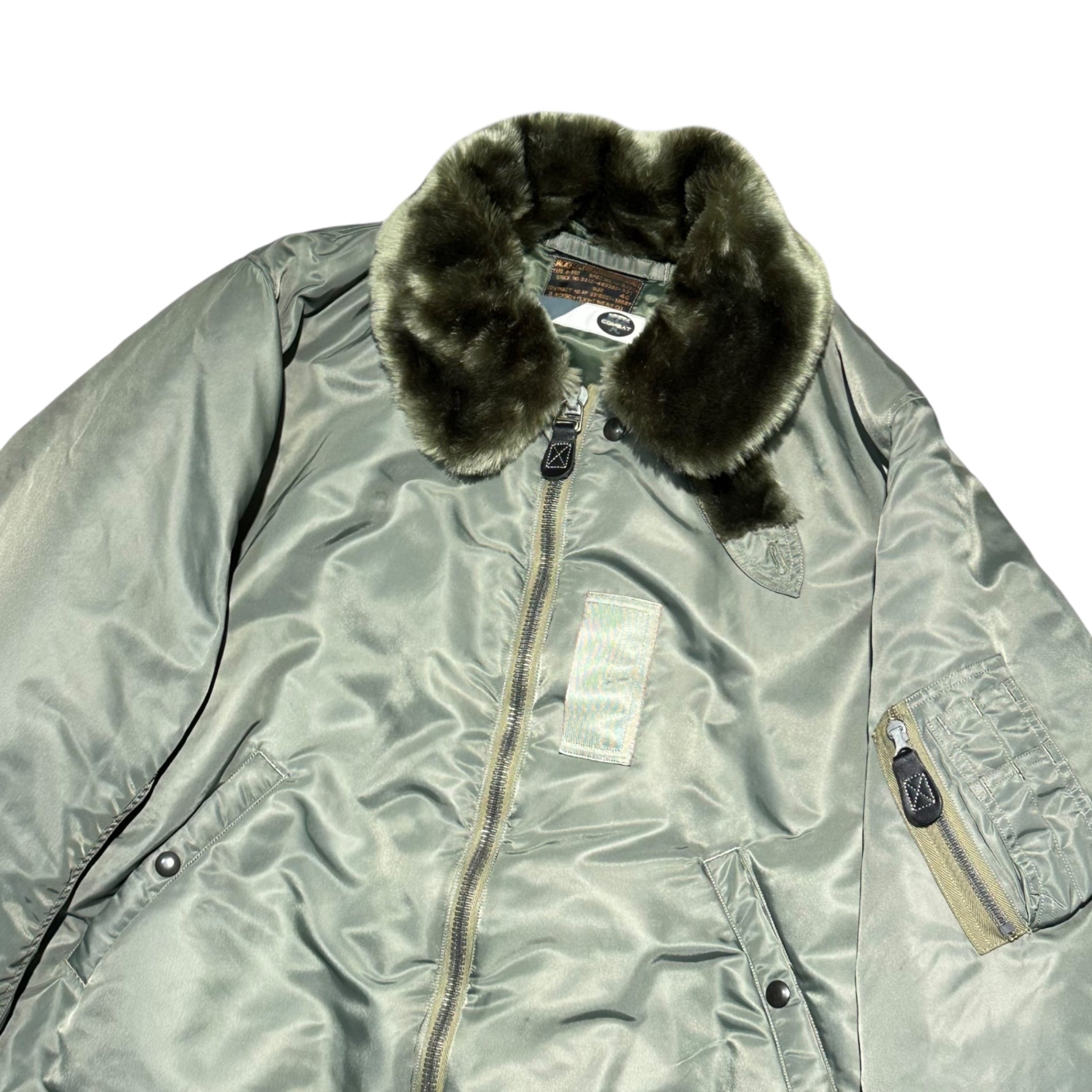 BUZZ RICKSON’S×BEAMS BOY(バズリクソンズ×ビームスボーイ) B-15D FLIGHT JACKET ミリタリー フライト ジャケット BR15097BB 13-18-0070-086 40(L程度) カーキ ファー 別注 コラボ