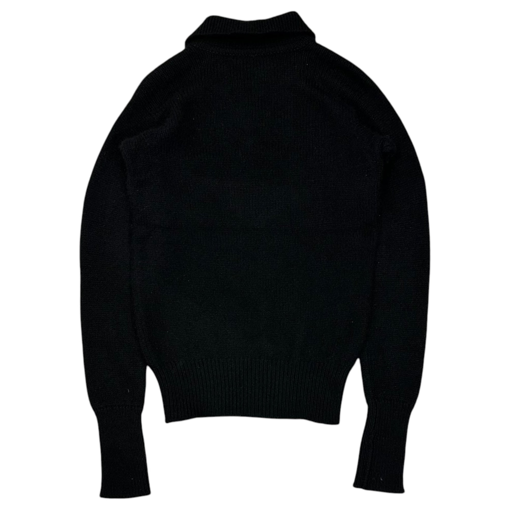 CHANEL(シャネル) 1996AW Coco Button Cashmere Collared Sweater ココボタン カシミア 襟付き ニット P08765V00321 36 ブラック×ホワイト B0841 90s ヴィンテージ