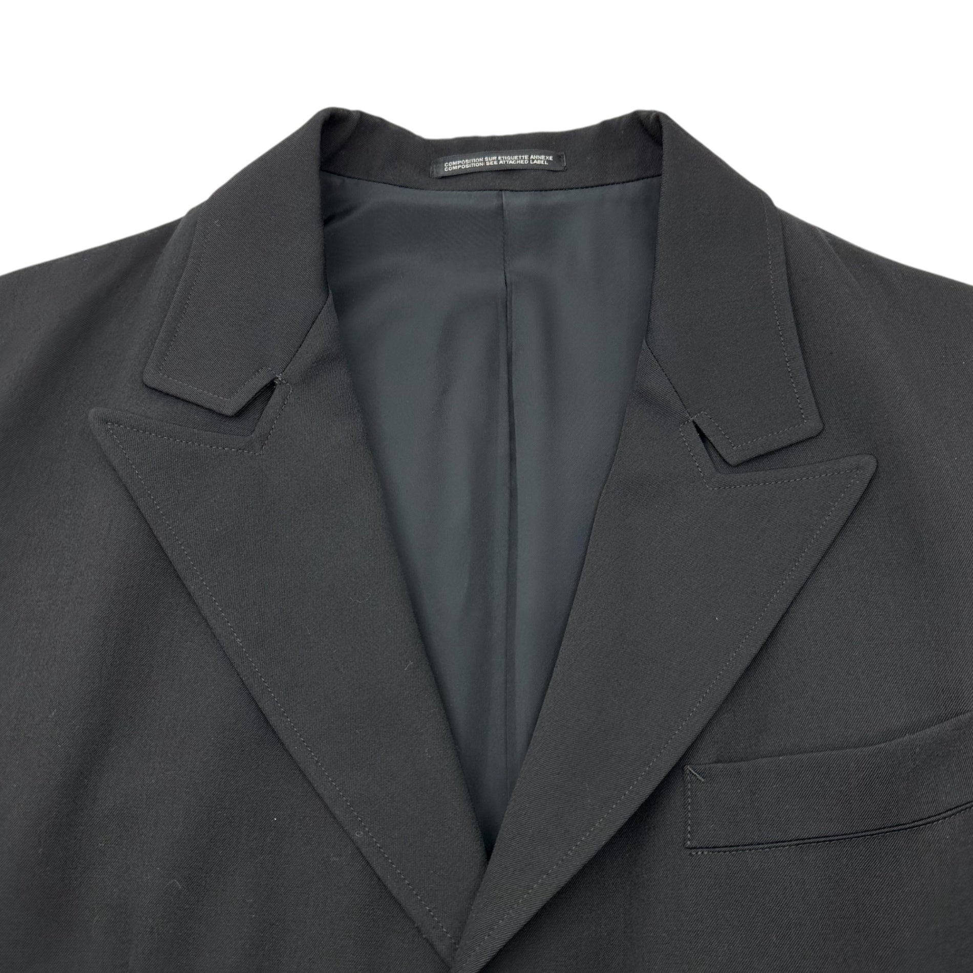 YOHJI YAMAMOTO POUR HOMME(ヨウジヤマモトプールオム) 17AW Print Embroidery Long Jacket 袖山 ハンド ステッチ プリント 刺繍 ジャケット HK-J38-127 2(M程度) ブラック