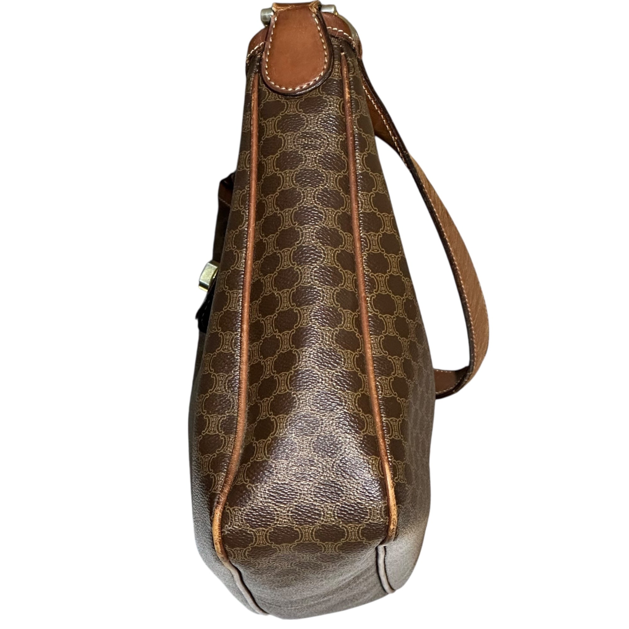 CELINE(セリーヌ) Triumph Turnlock Macadam Pattern Hobo Bag トリオンフ ターンロック マカダム柄 ホーボー バッグ ブラウン ヴィンテージ OLD オールド ワンショルダー ハンド