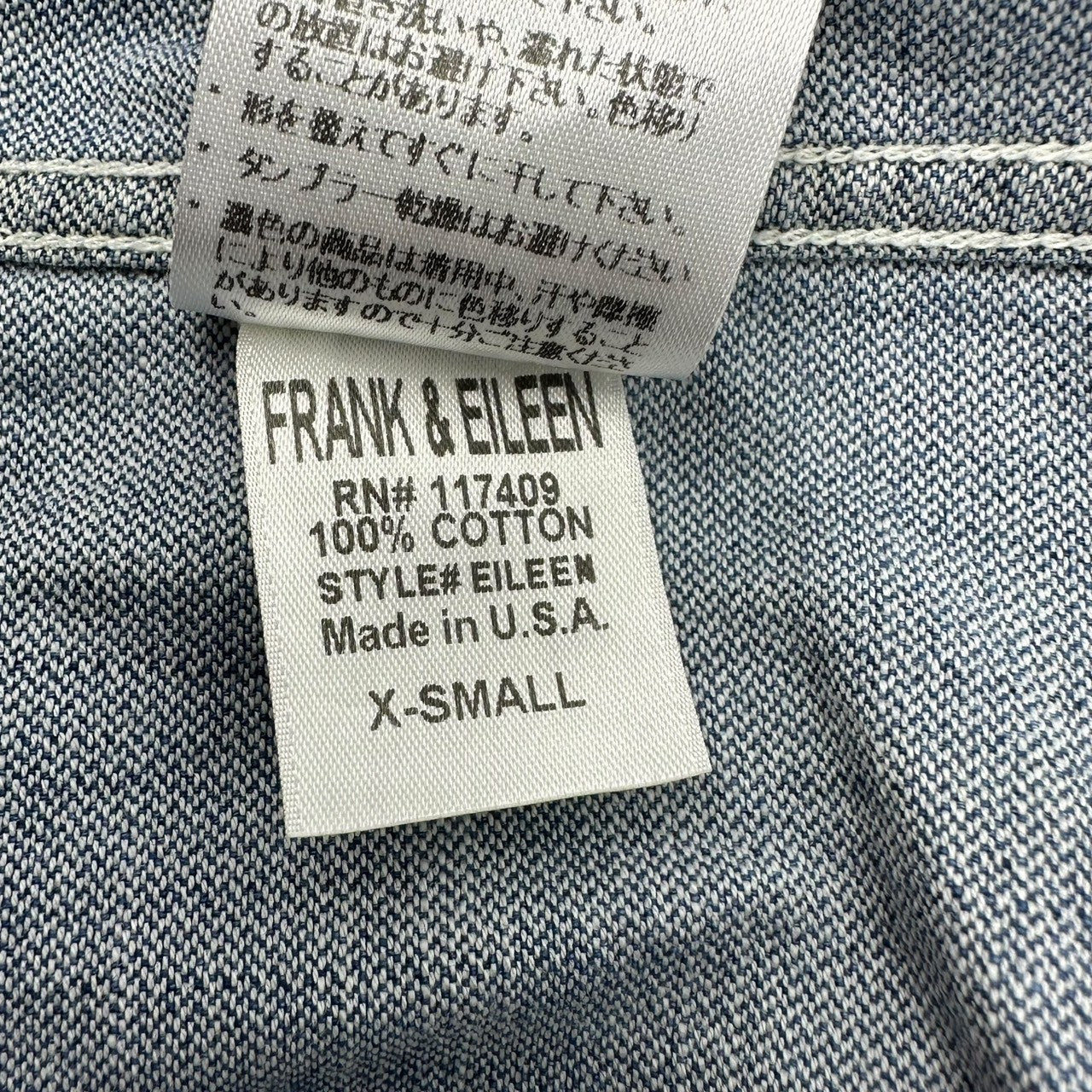 Frank＆Eileen×Ron Herman(フランク&アイリーン×ロンハーマン) skipper denim shirt スキッパー デニム シャツ XS インディゴ