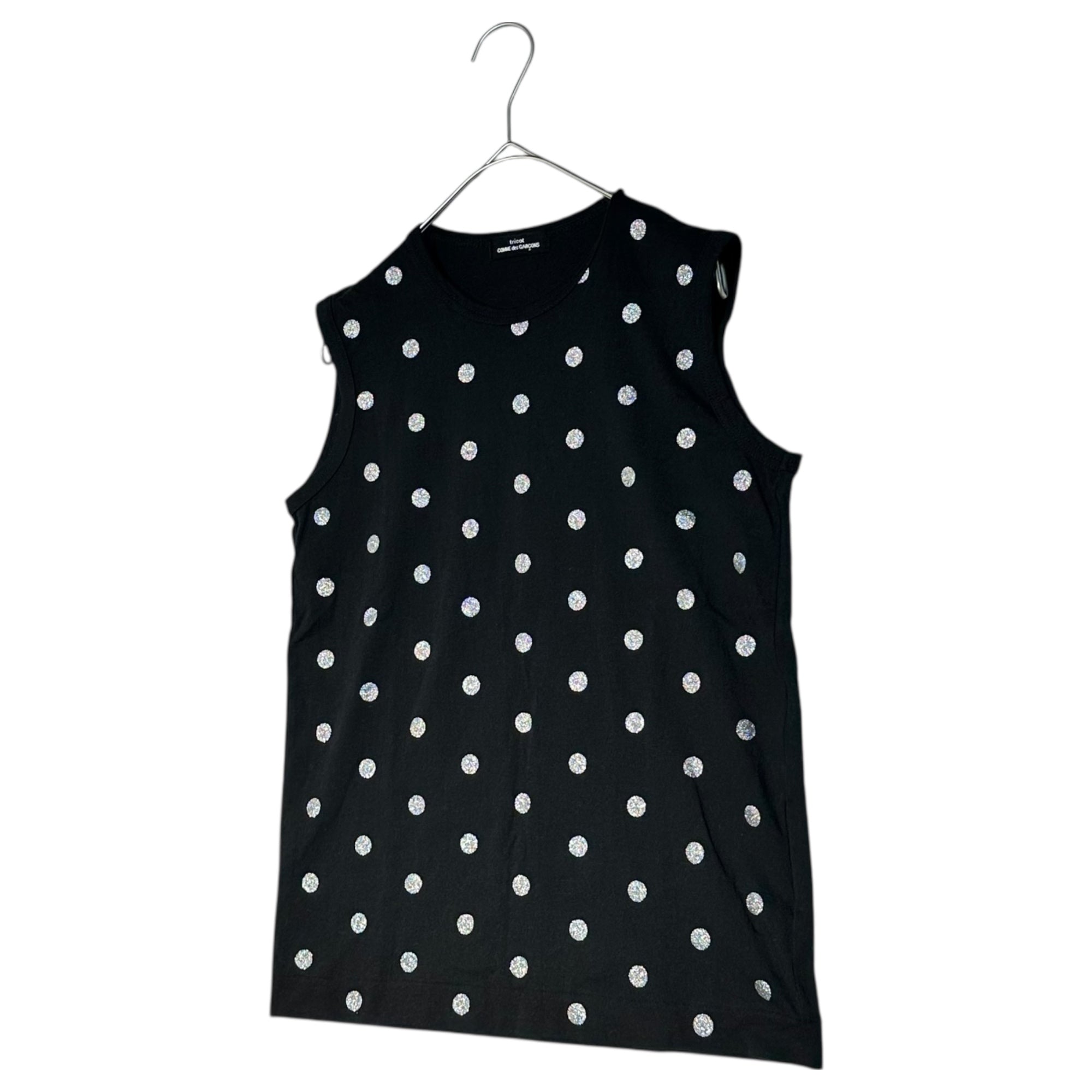 tricot COMME des GARCONS(トリココムデギャルソン) 08SS Silver Dot sleeveless T-shirt シルバー ドット ノースリーブ Tシャツ TA-T060 FREE ブラック×シルバー AD2007