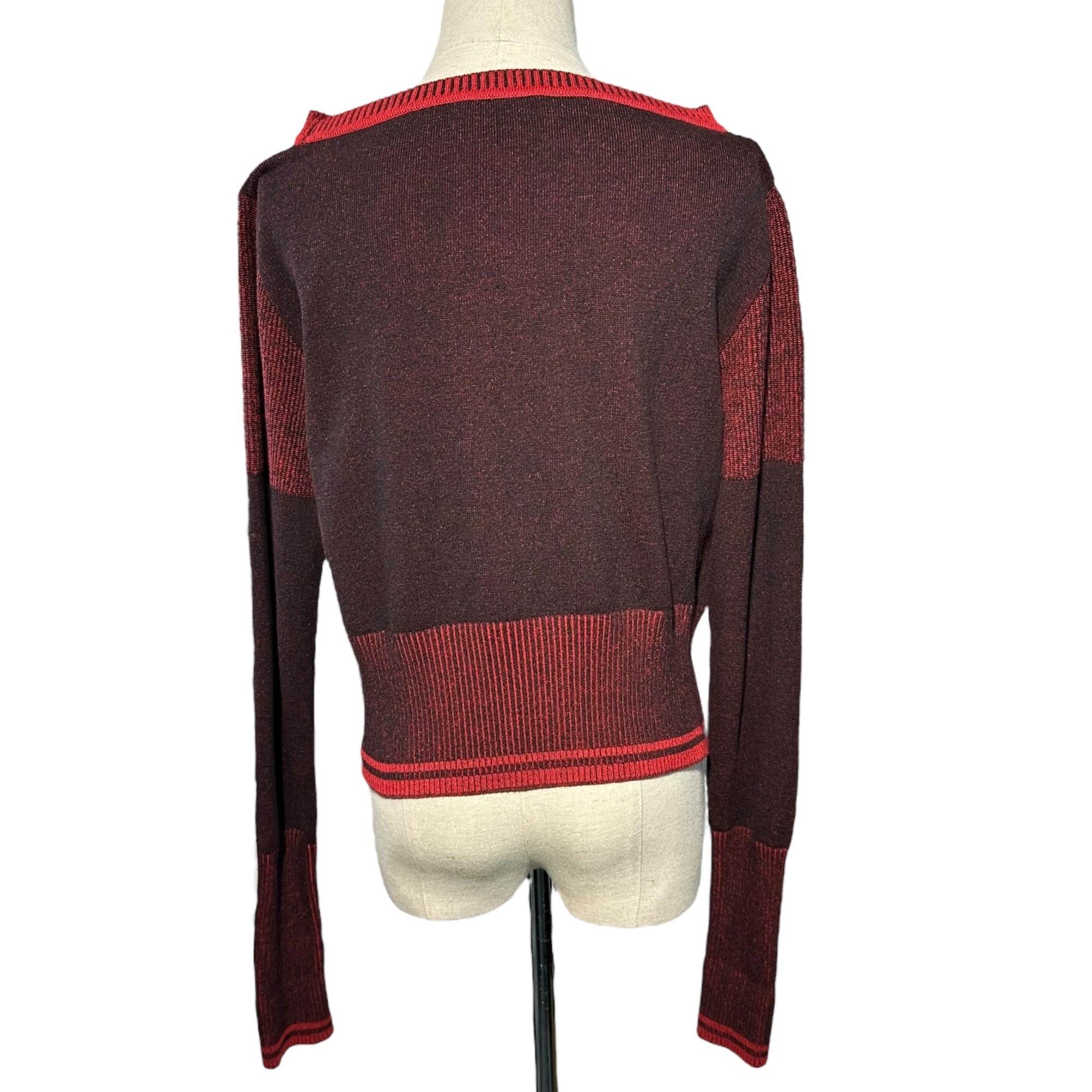 Vivienne Westwood RED LABEL(ヴィヴィアンウエストウッドレッドレーベル) Orb Embroidery Big Heart Rib Knit オーブ 刺繍 ビッグ ハート リブ ニット 17-13-121004 00 レッド ショート丈 ロゴ 長袖