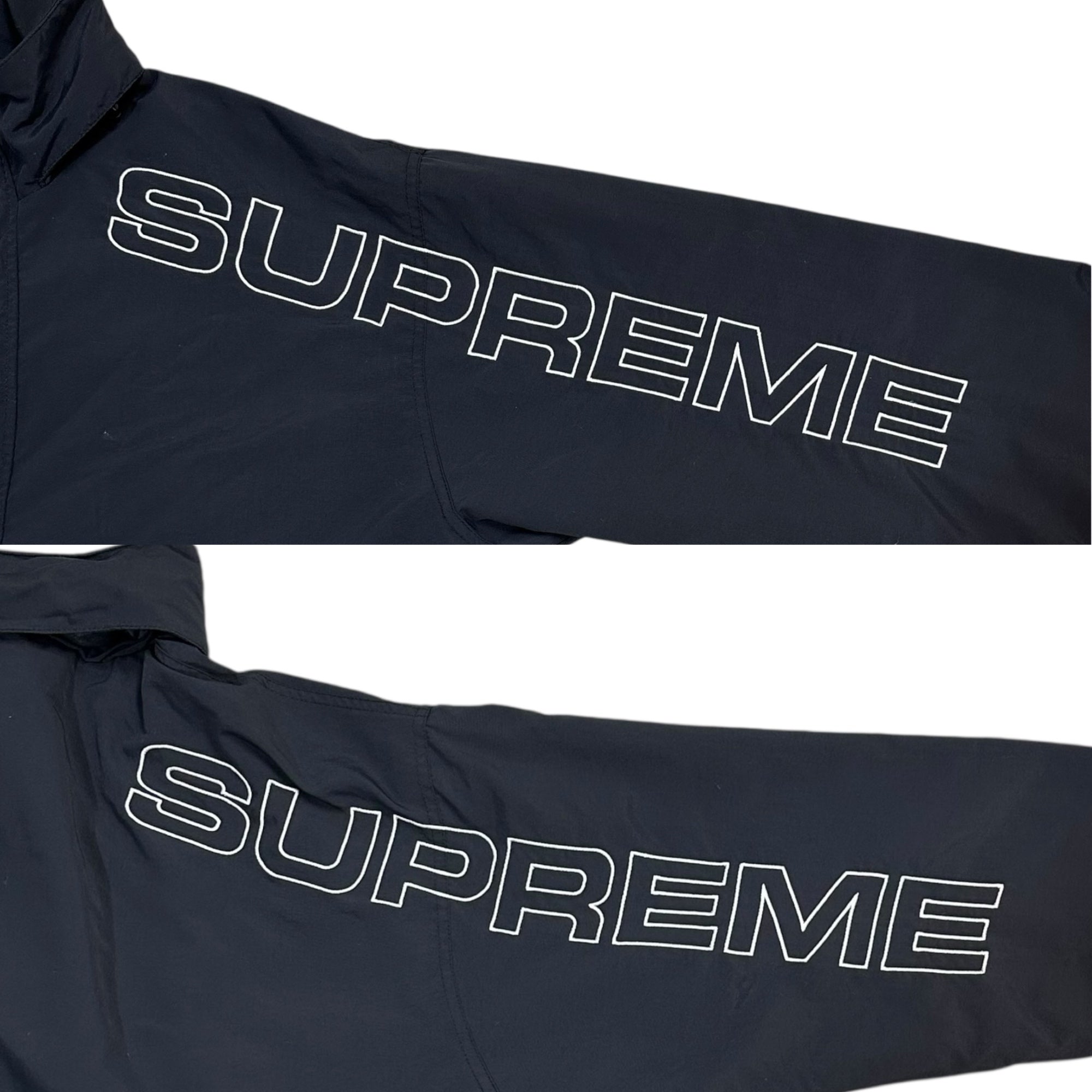 SUPREME(シュプリーム) 24AW Spellout Embroidered Track jacket ロゴ 刺繍 ナイロン トラック ジャケット M ブラック 24FW マウンテンパーカー