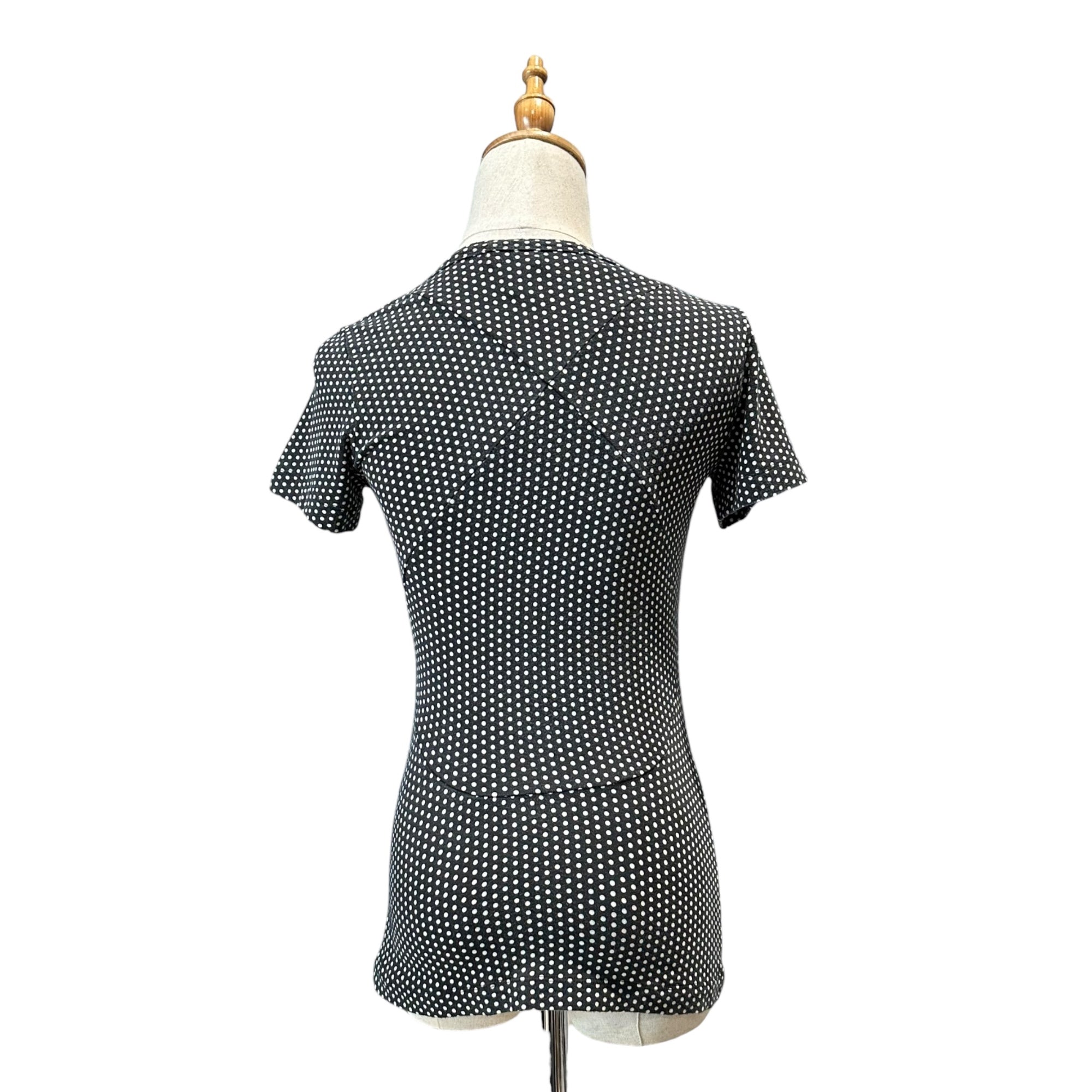 COMME des GARCONS JUNYA WATANABE(コムデギャルソンジュンヤワタナベ)  Short sleeve dot top 半袖 ドット カットソー ブラック×ホワイト 品質表示タグ切取