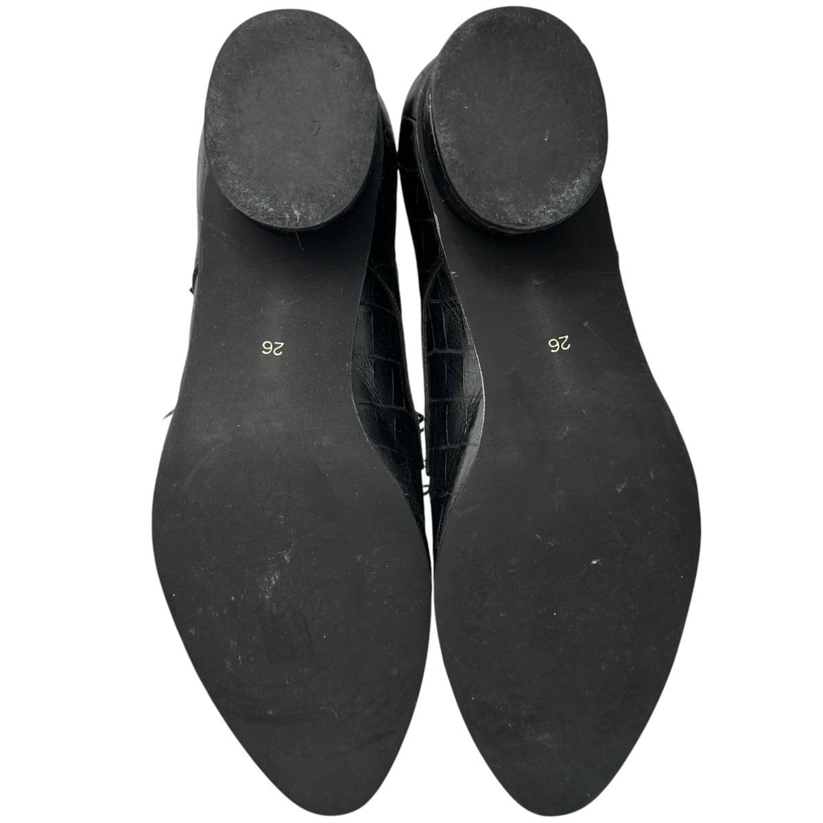COMME des GARCONS HOMME PLUS(コムデギャルソンオムプリュス) Croc-embossed leather heeled shoes クロコ 型押し レザー ヒール シューズ 26cm ブラック 革靴