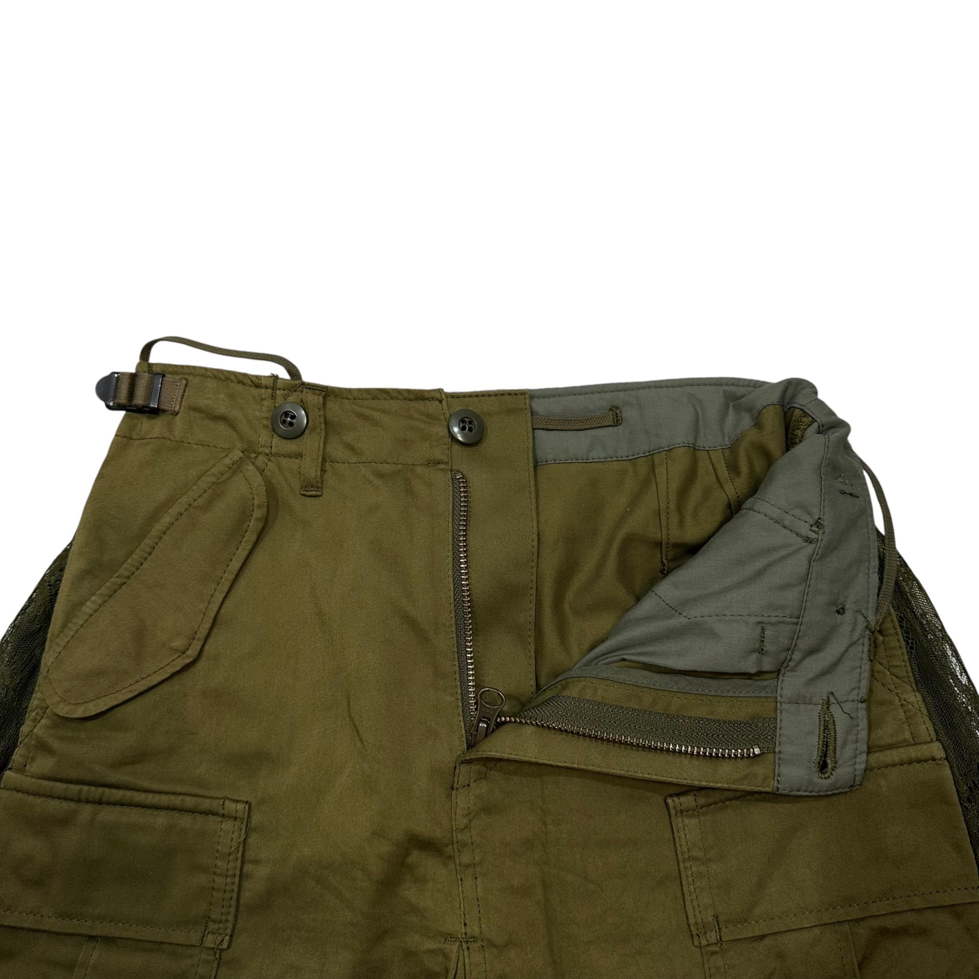 MIHARA YASUHIRO(ミハラヤスヒロ) Military-Style Reconstructed Lace-Accent Shorts-Style Skirt ミリタリー 再構築 レース切替 ショートパンツライク スカート 72272286 36(S) セージグリーン