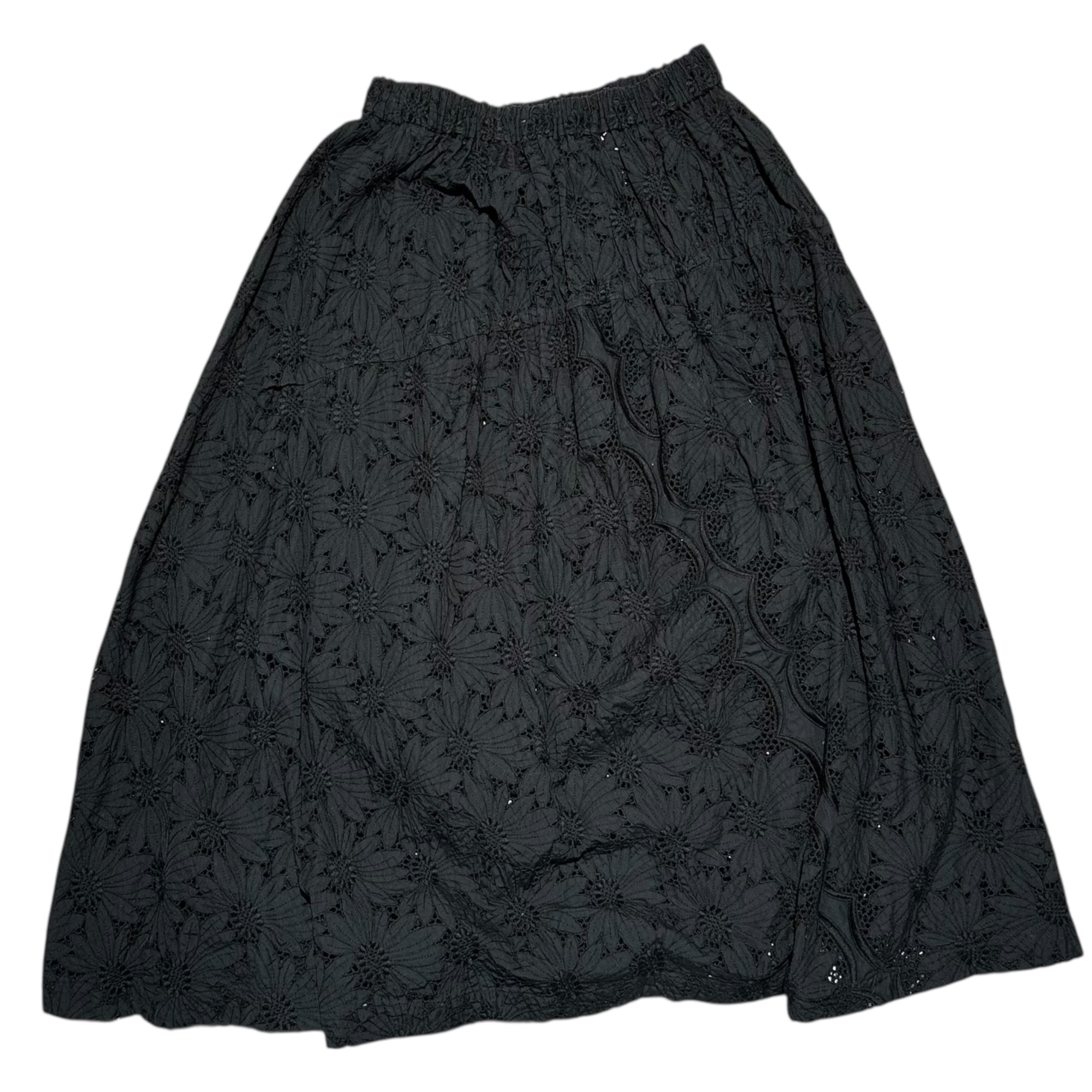 COMME des GARCONS(コムデギャルソン) Cutwork Lace Easy Skirt カットワーク レース イージー スカート ブラック 品質表示タグ切取