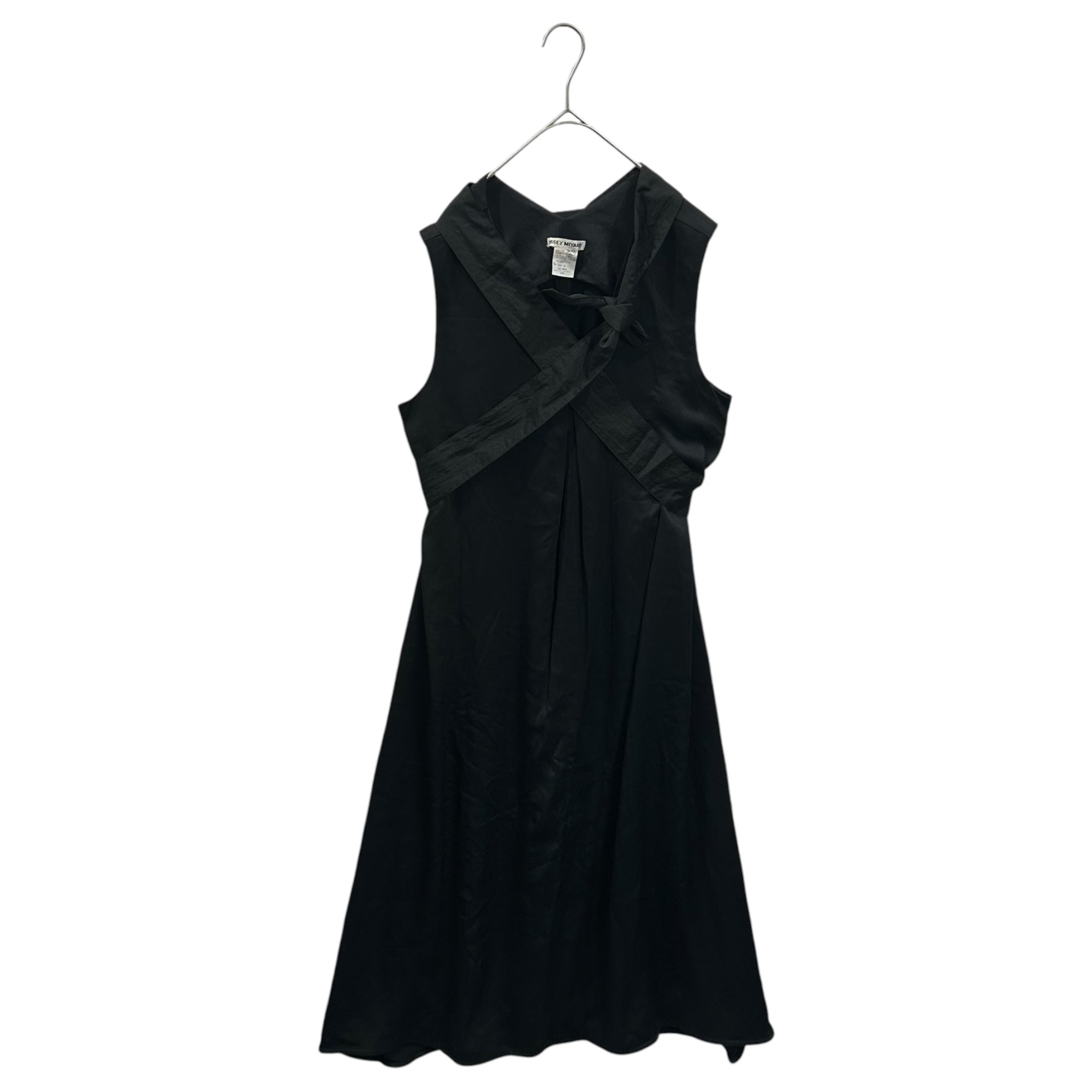 ISSEY MIYAKE(イッセイミヤケ) 1990SS Sleeveless Belted Ribbon Dress ノースリーブ ベルテッド リボン ワンピース JY41350 S ブラック 90's 90年代