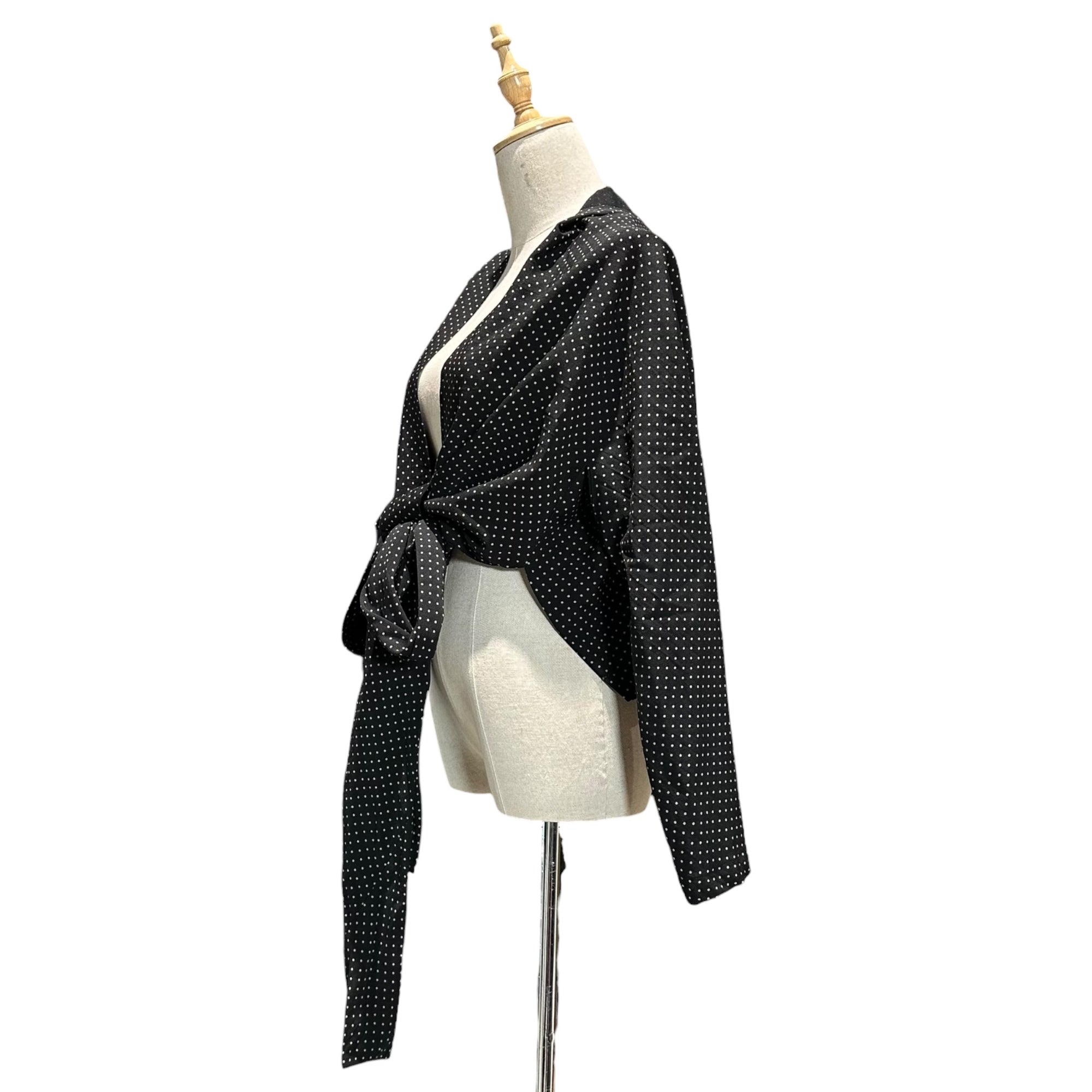 tricot COMME des GARCONS(トリココムデギャルソン) 89SS Polka-dot Front-Tie Bolero Cardigan ドット 前リボン ボレロ カーディガン TB-080-140 FREE ブラック AD1988 80's 80年代 ブラウス