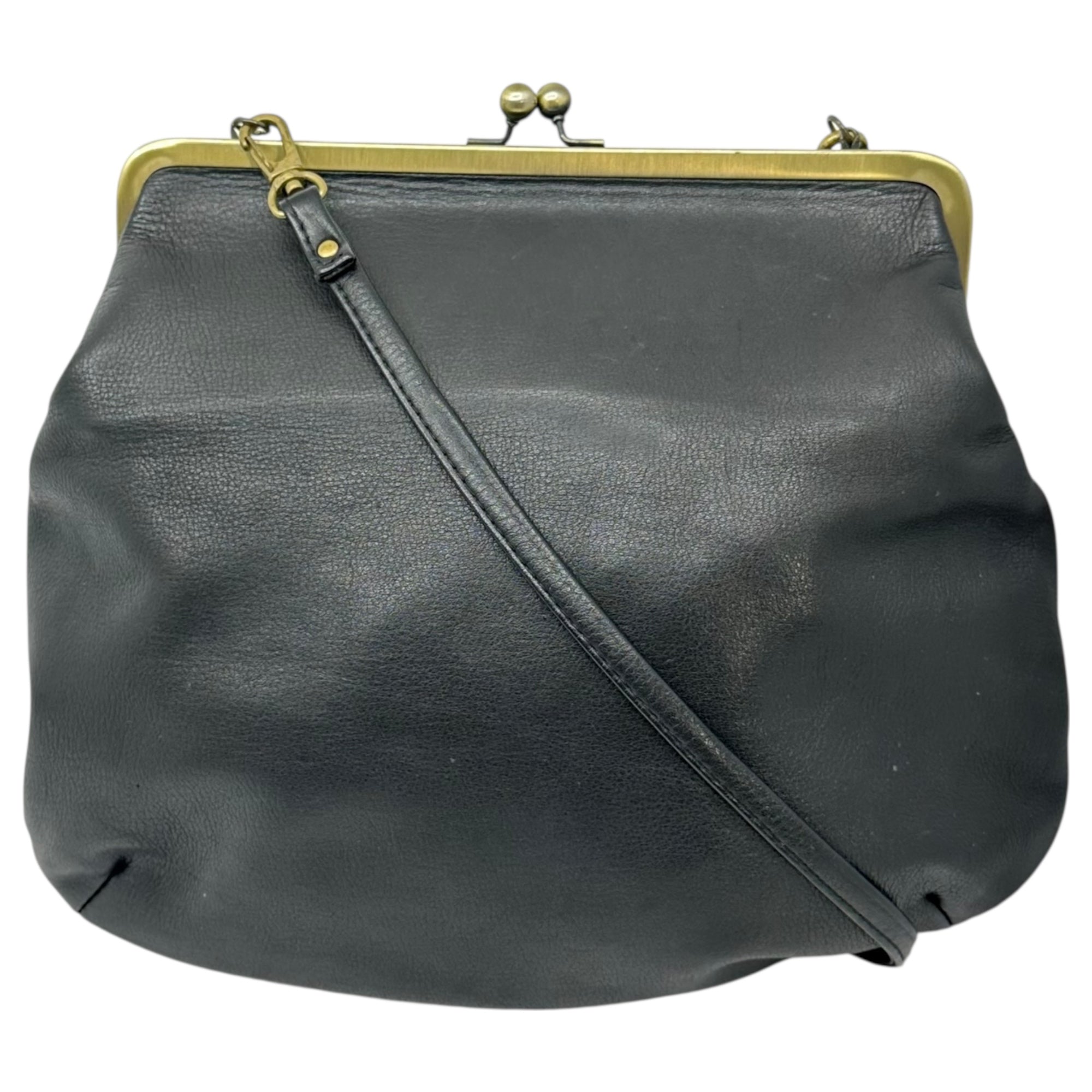 kvell(ケベル) Leather coin purse shoulder bag レザー がま口 ショルダー バッグ ブラック