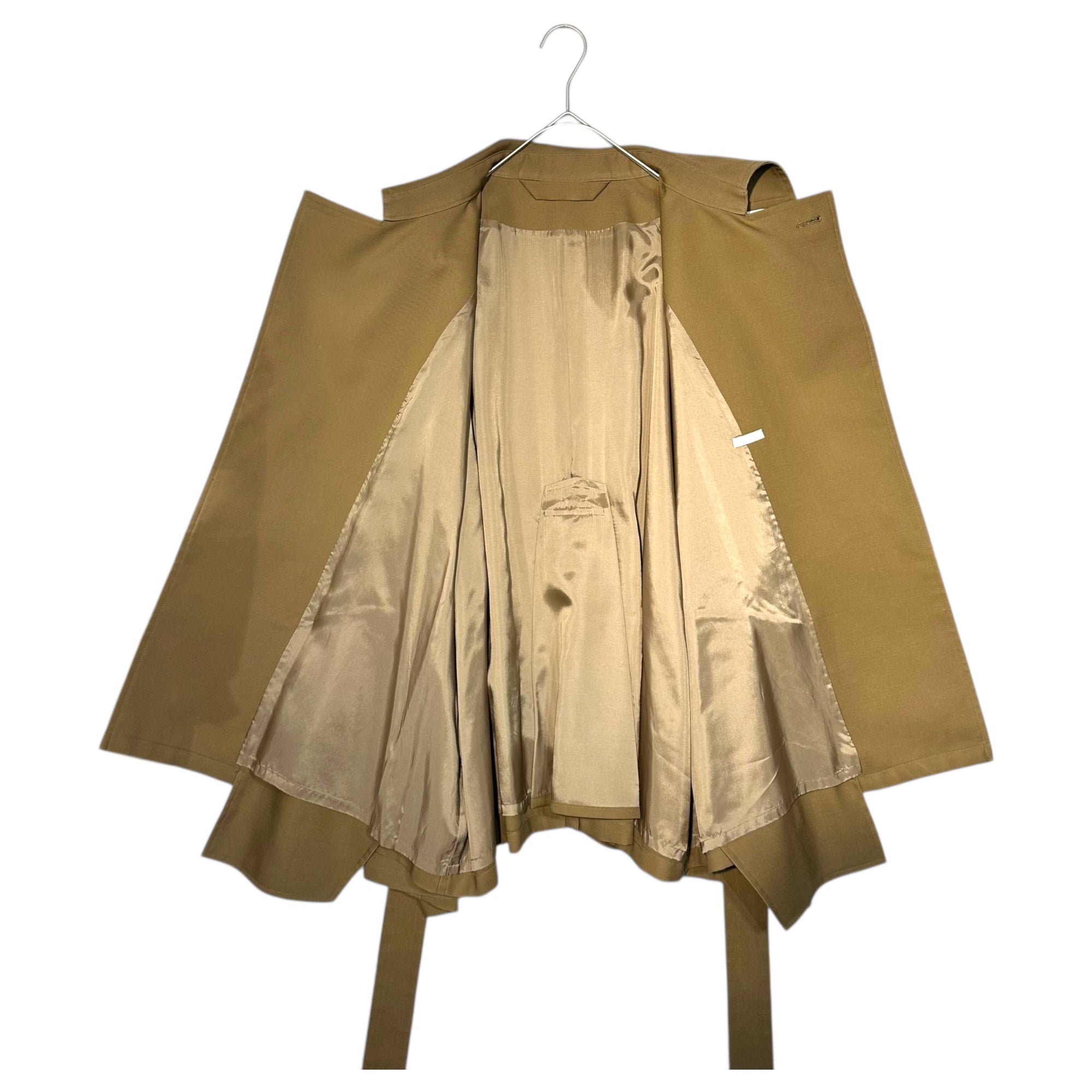 Blanc YM(ブランワイエム) Wide Silhouette Short Trench Coat ワイド シルエット ショート トレンチ コート S ブラウン ウール100% 定番人気商品 参考定価78,100円(税込)