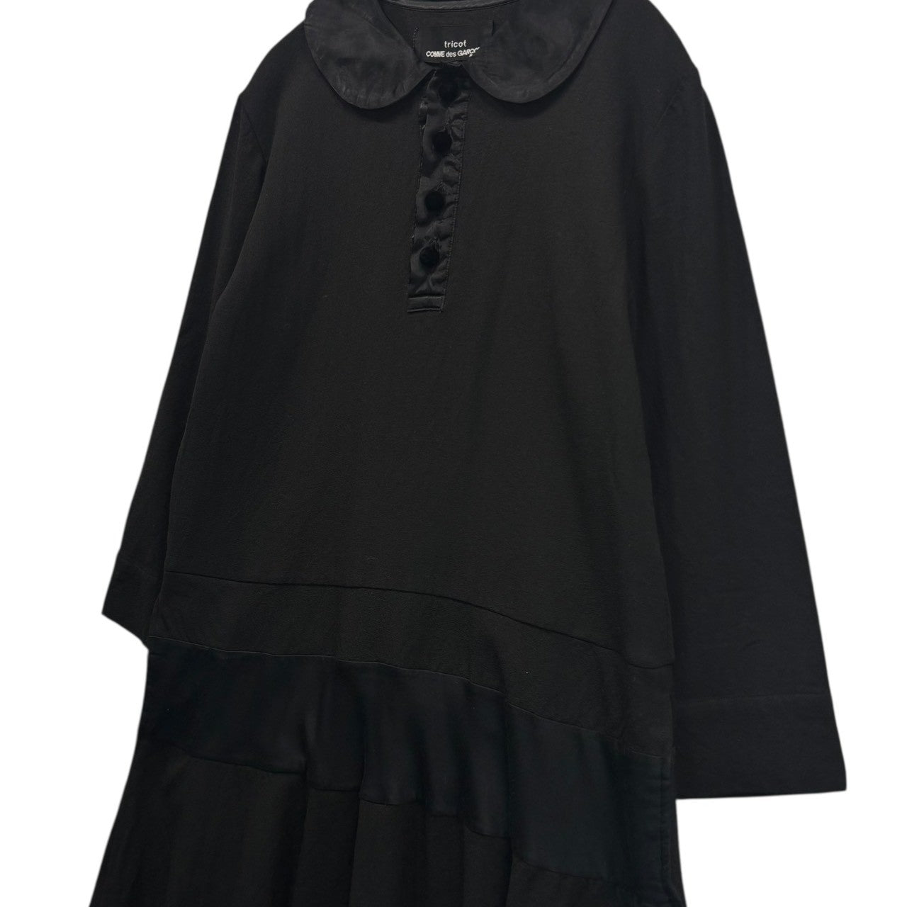 tricot COMME des GARCONS(トリココムデギャルソン) 09AW Product-dyed Mixed-fabric panel Pullover dress 製品染め 異素材切替 プルオーバー ワンピース TD-O017 M ブラック AD2009