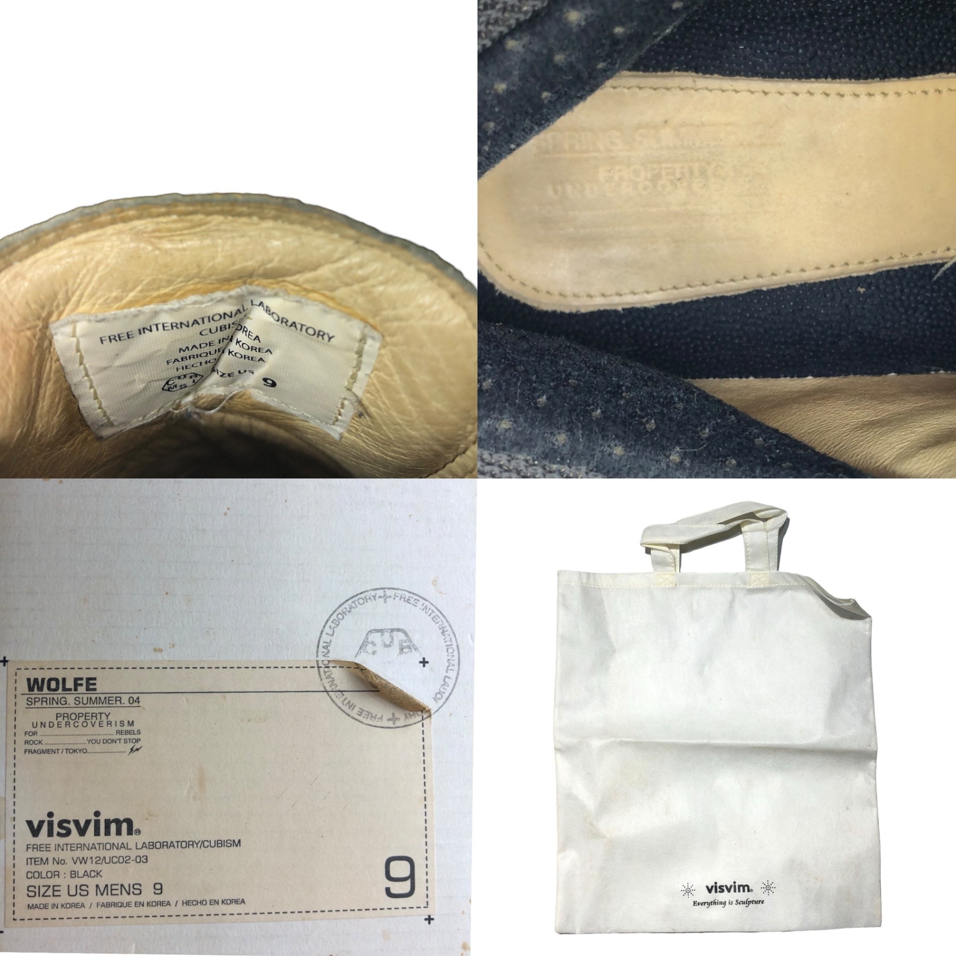 VISVIM × UNDERCOVERISM(ビズビム/ヴィズヴィム×アンダーカバーイズム) 04's WOLFE ウルフ スニーカー コラボアイテム 9(27.0cm) ブラック 箱付 年代物につき劣化有