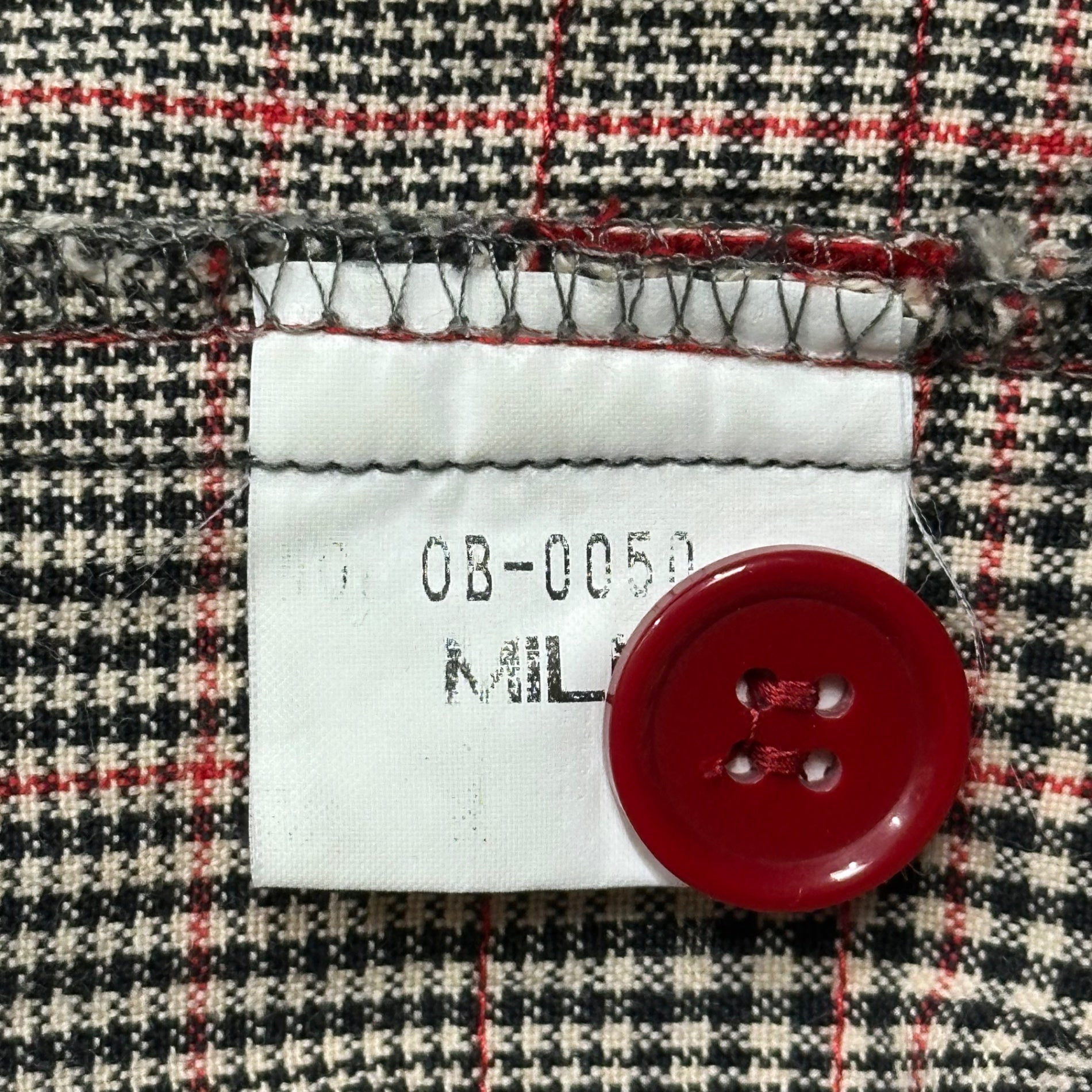 MILKBOY(ミルクボーイ) 1990's Red Line Check Small-Collar Shirt Jacke レッドライン チェック スモールカラー シャツジャケット OB-0050 FREE ブラウン×レッド 1990年代 ヴィンテージ