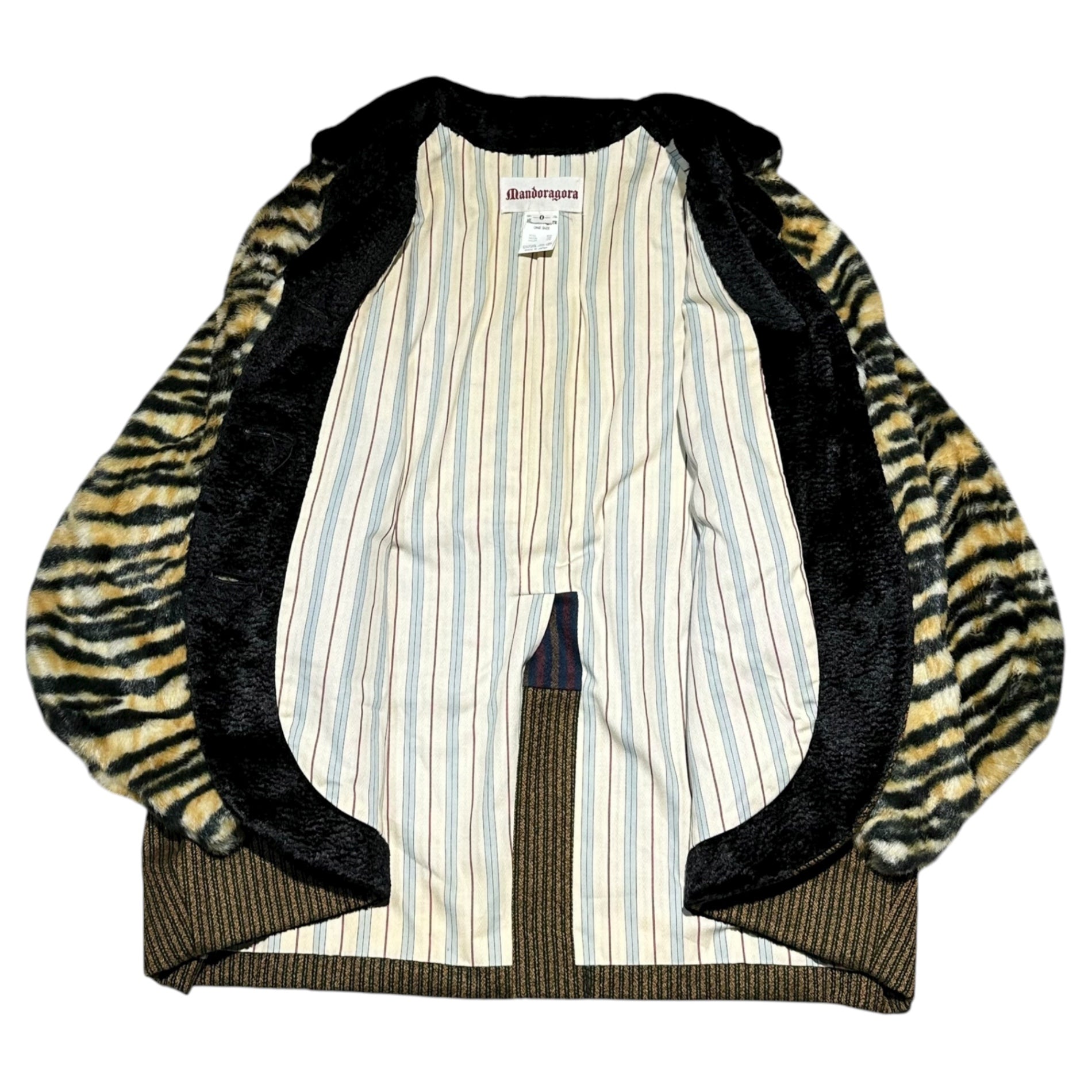 mandoragora(マンドラゴラ) Crazy Pattern 3B Blouson クレイジーパターン 3B ブルゾン タイガー ベージュ×ブラウン×パープル 90~00's ネペンテス取扱