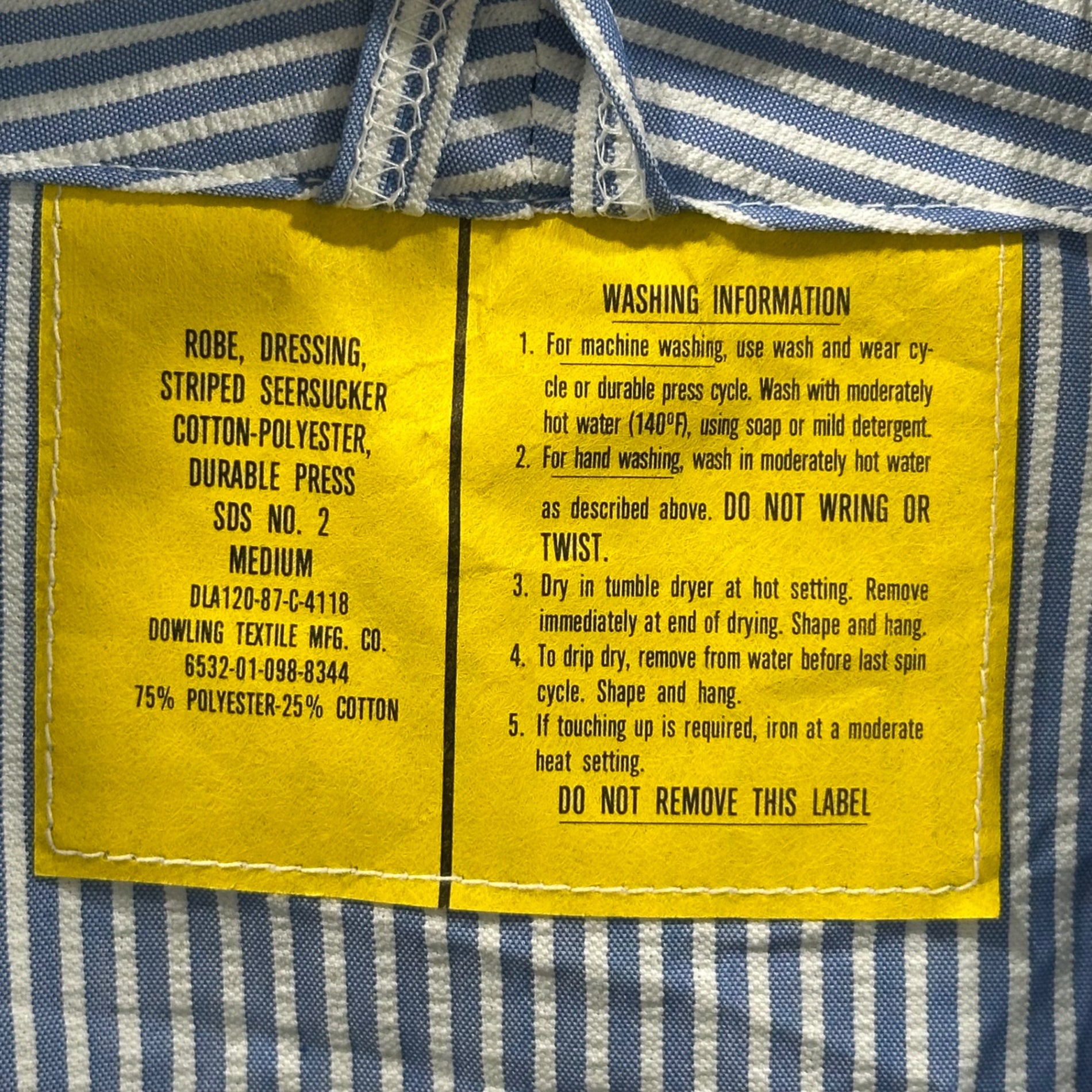 US MILITARY(アメリカ軍) 1980s' US Medical Seersucker Robe メディカル シアサッカー ガウン ワンピース MEDIUM(ML程度) ホワイト×ブルー 80年代 ヴィンテージ ローブ