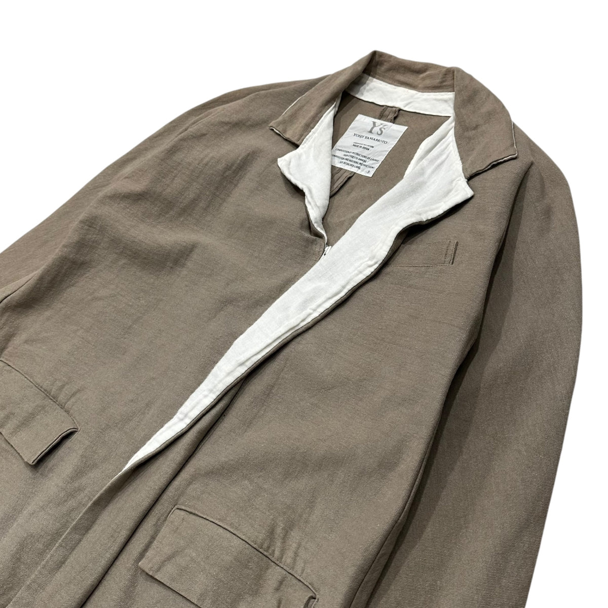 Y's(ワイズ) Raw-Edge Zip-Fly Front Jacket 切りっ放し ジップ フライ フロント ジャケット YX-T36-062 3 ベージュ×ホワイト