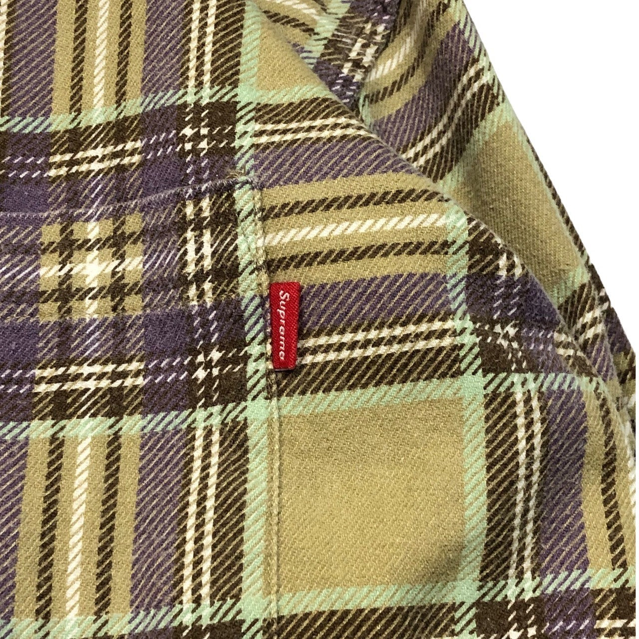 SUPREME(シュプリーム) 20SS Printed Plaid Shirt フランネル チェック シャツ オープンカラー 長袖 M ベージュ×パープル