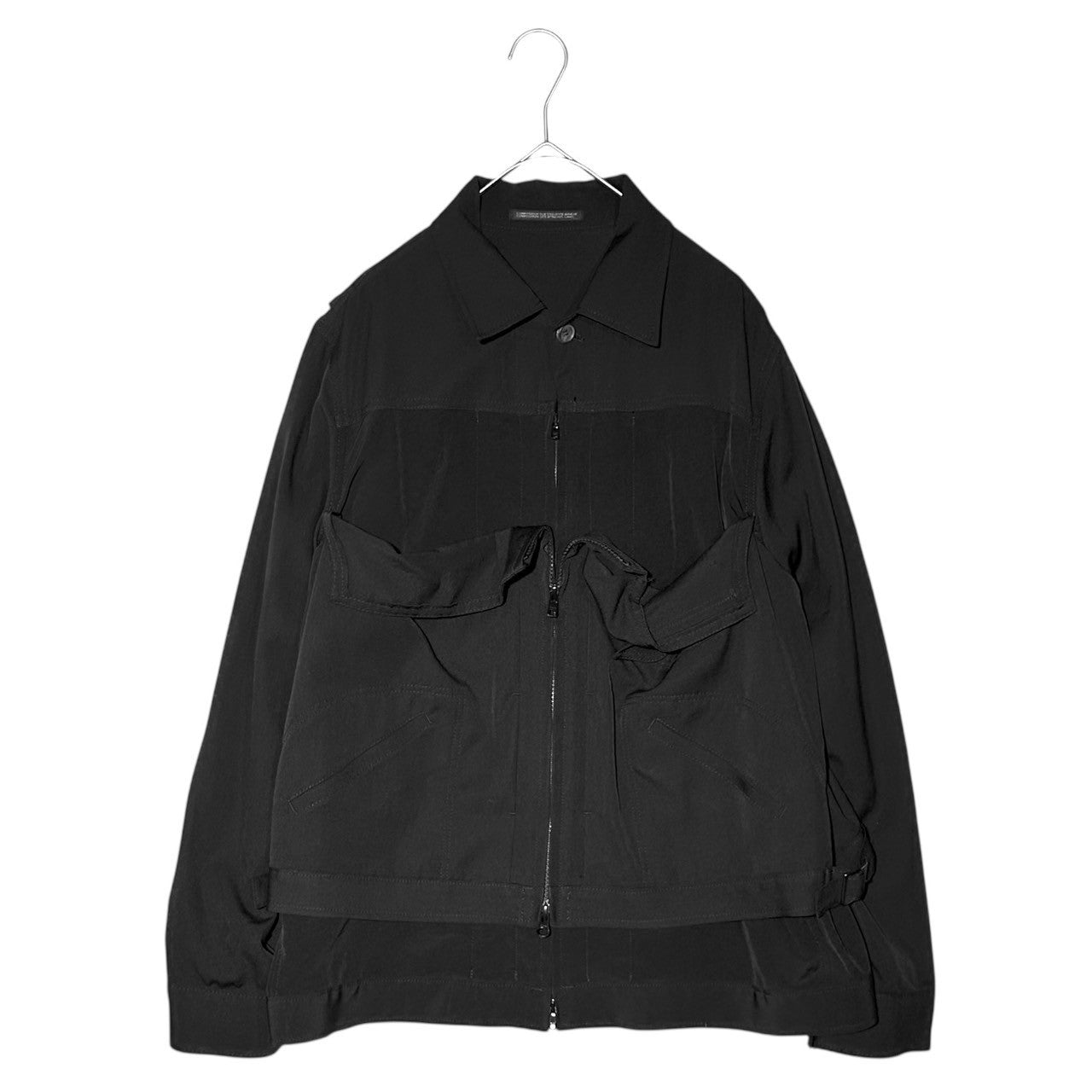 YOHJI YAMAMOTO NOIR(ヨウジヤマモトノアール) Wool gabardine zip-up layered long-sleeved jacket ウール ギャバジン ジップアップ レイヤード 長袖 ジャケット NN-J06-810 2(M程度) ブラック 男性着用可能