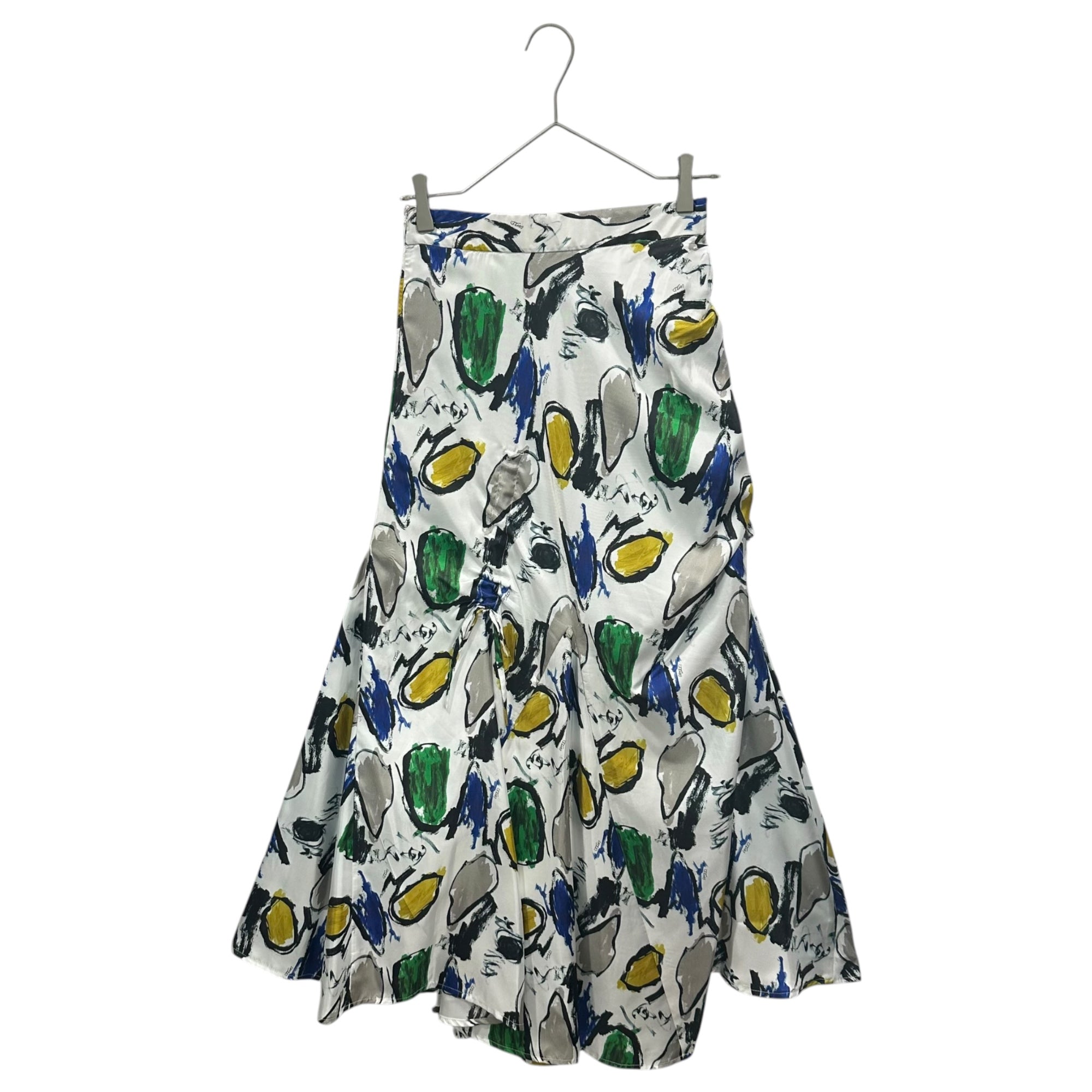 UN3D.(アンスリード) Skirt with ribbon decorative paint and graphic print リボン 装飾 ペイント グラフィック スカート 522140800001-01 38(M程度) ホワイト×マルチカラー